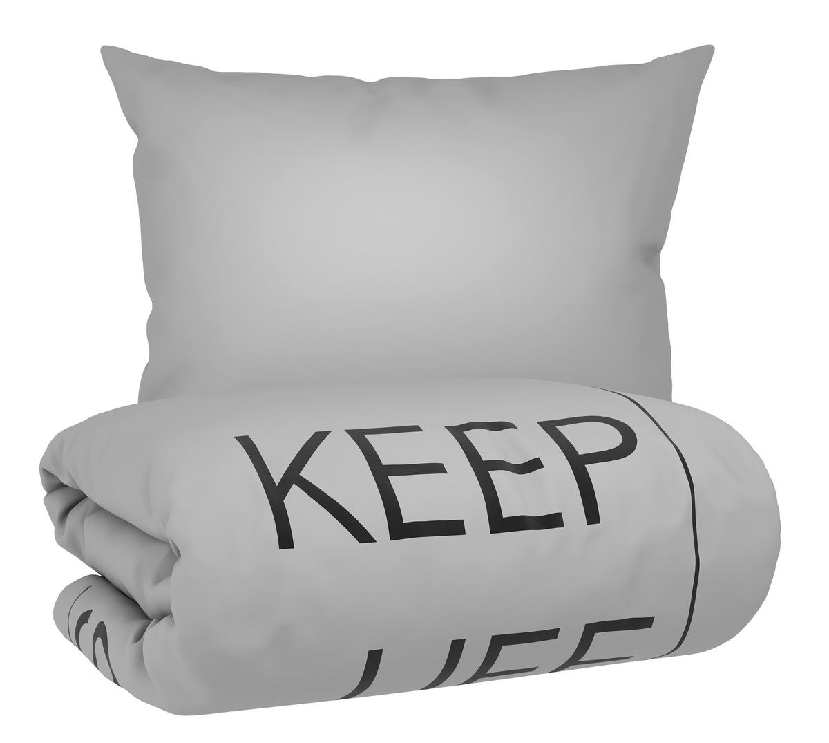 Bettwäsche Keep Life Grau ca. 140x200cm - Grau, Textil (140/200cm) - Mömax