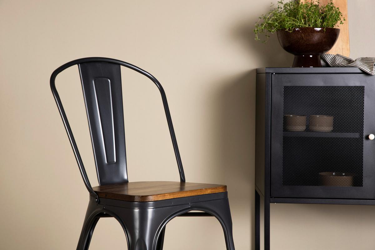 STUHL-SET TEMPE - Dunkelgrau/Dunkelbraun, Design, Holz/Metall (36/85/51cm) - Livetastic