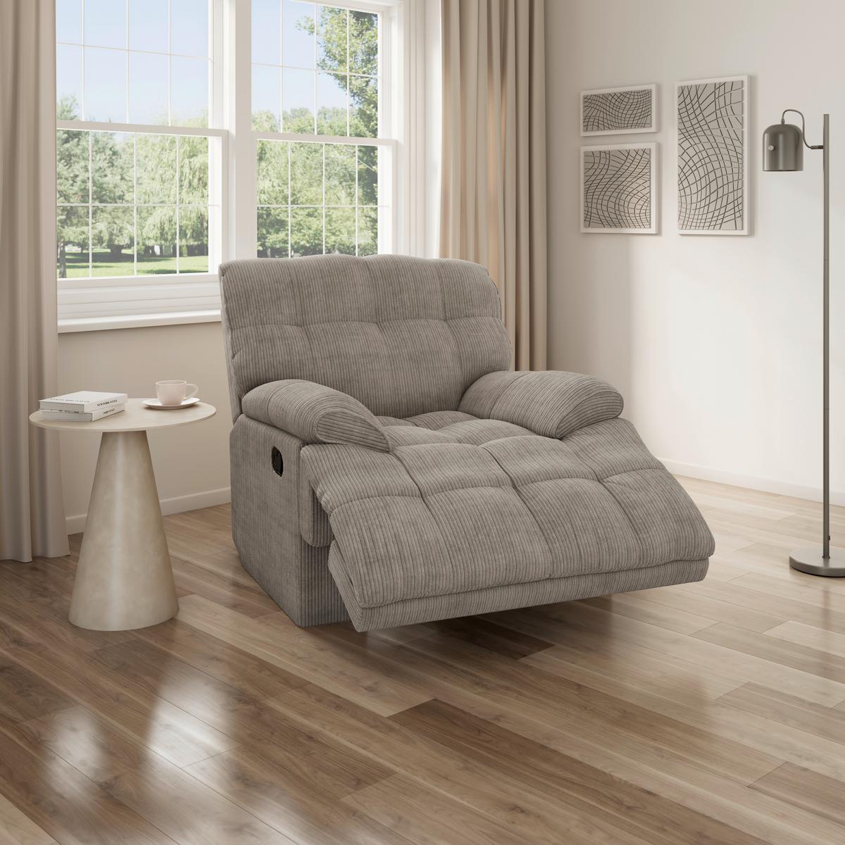 Sessel Natalie Hellgrau/Cord - Schwarz/Grau, MODERN, Holz/Textil (98/94/106cm) - Bessagi Home