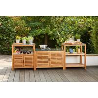 OUTDOORKÜCHE L19600 - Schwarz/Akaziefarben, MODERN, Holz/Stein (100/67/50cm) - Siena Garden