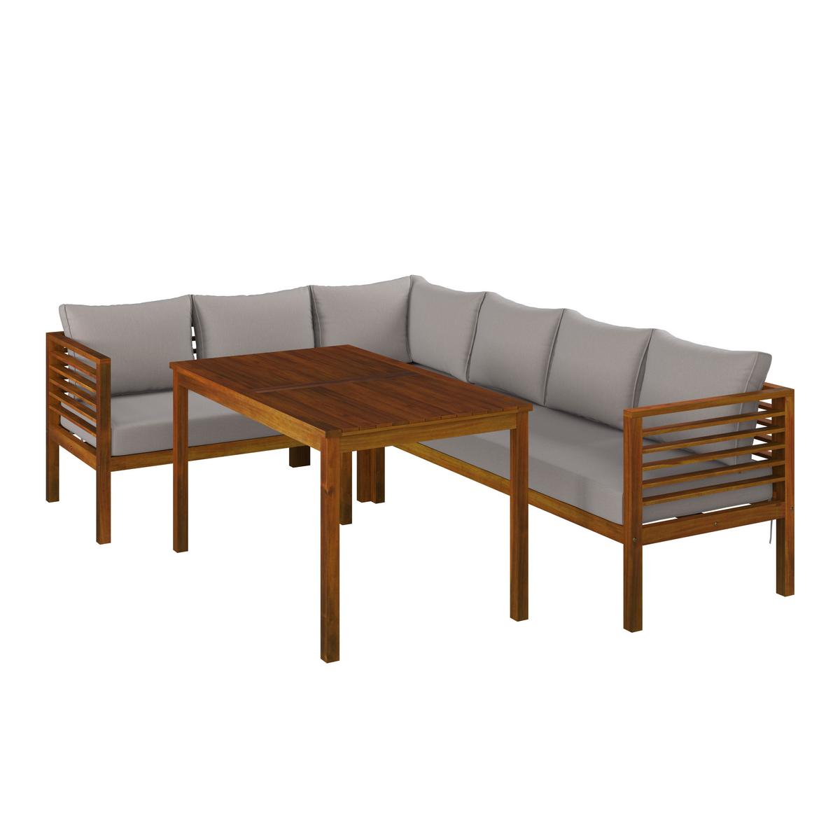 Lounge Garnitura Nico, Akacija, Siva, 3-Delno - bež/barve akacije, Natur, les (226/65/65cm) - Mömax