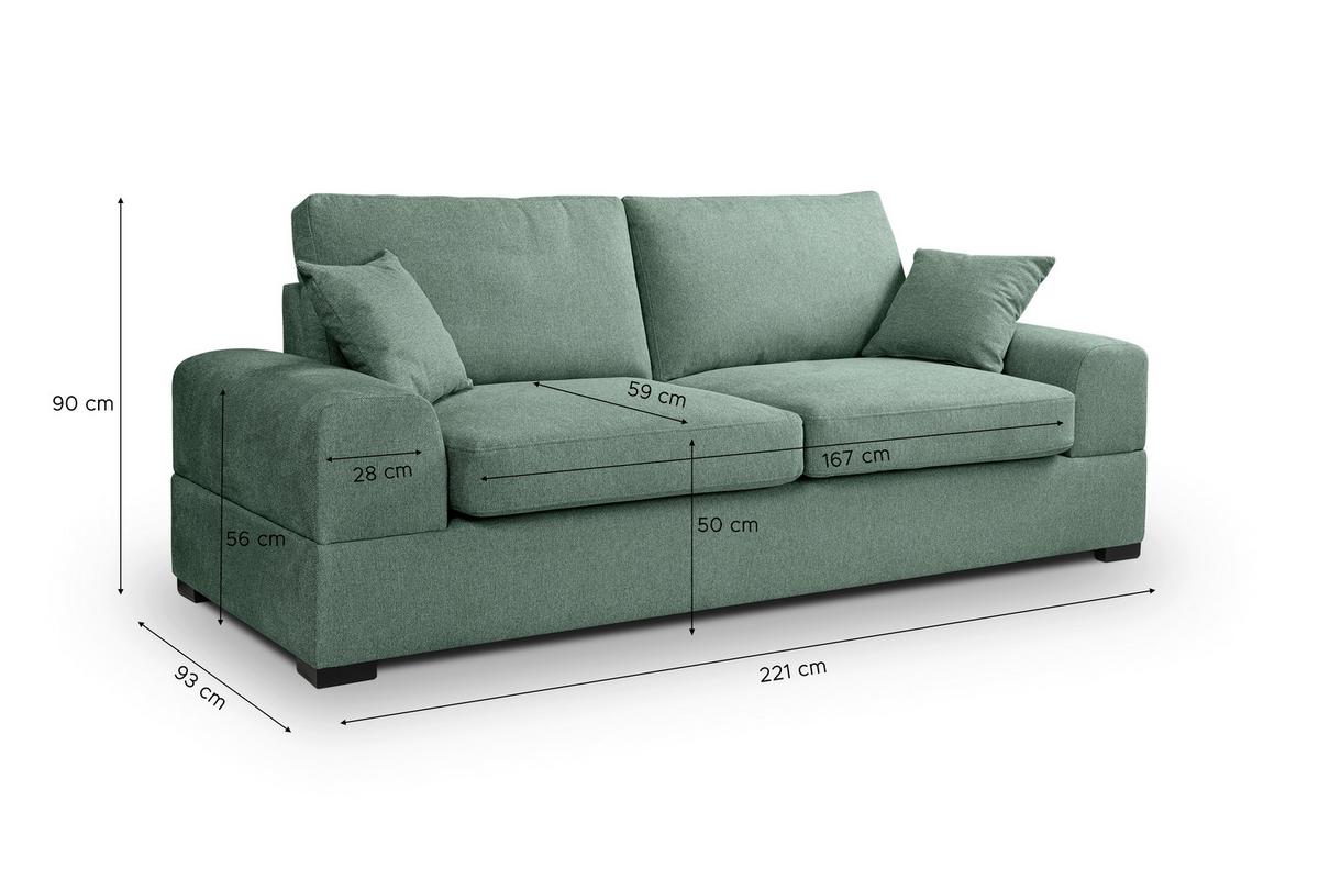 3-Sitzer-Sofa Veda Petrol - Petrol/Schwarz, Basics, Holz/Textil (221/93cm) - MID.YOU