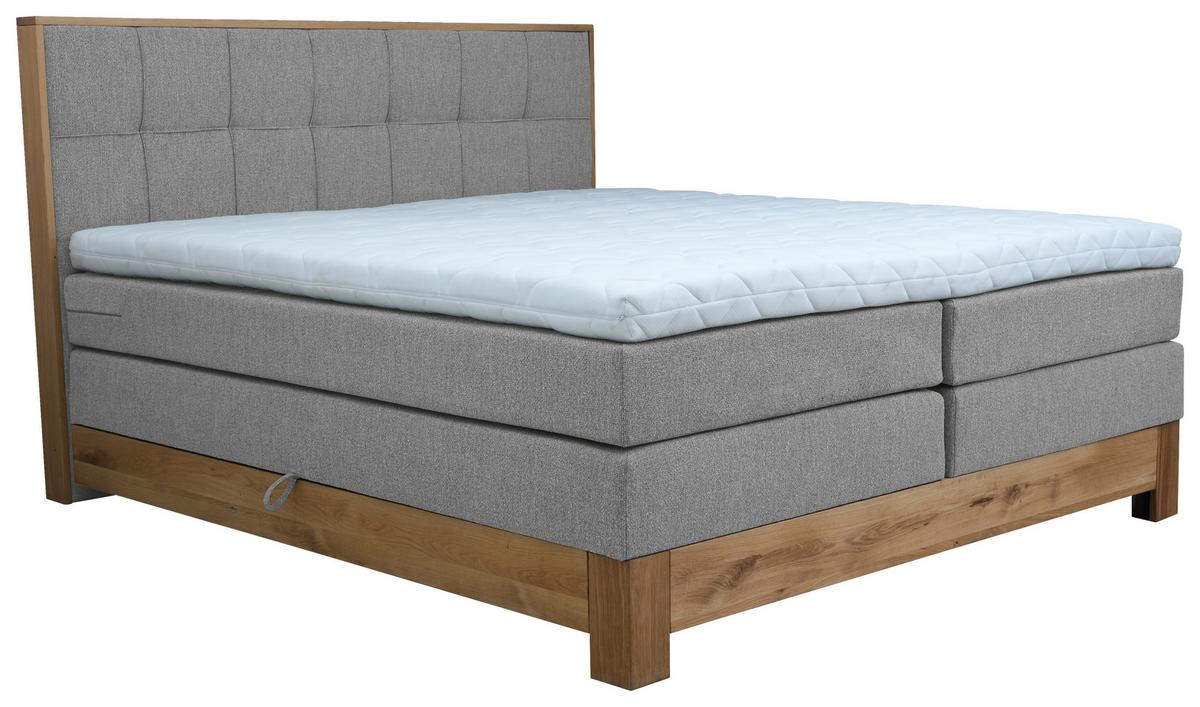 Boxspringbett Cloud Grau ca. 160x200cm - Eichefarben/Grau, KONVENTIONELL, Holz/Holzwerkstoff (160/200cm) - Premium Living