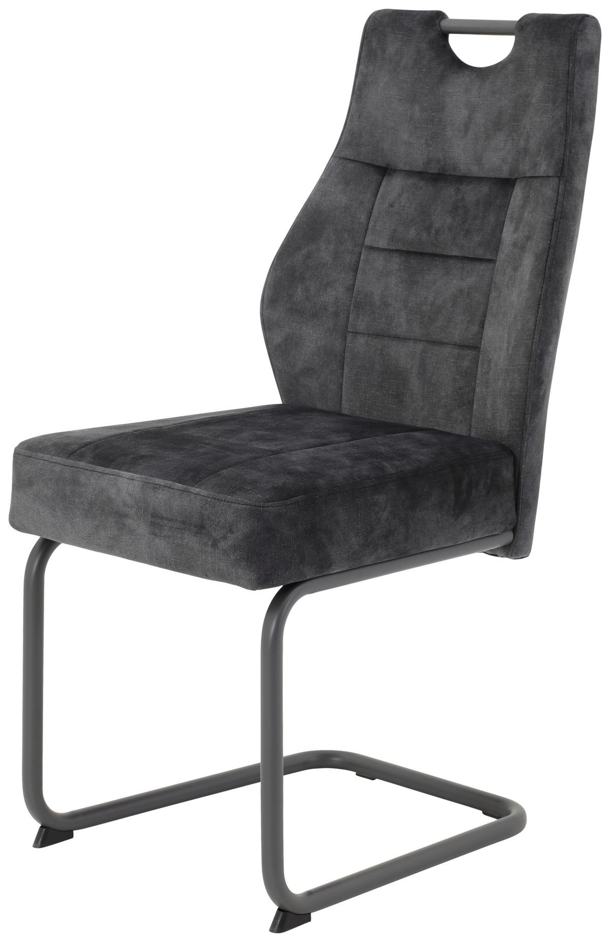 Schwingstuhl-Set Anthrazit - Anthrazit/Grau, MODERN, Textil/Metall (47/99/61cm) - MID.YOU