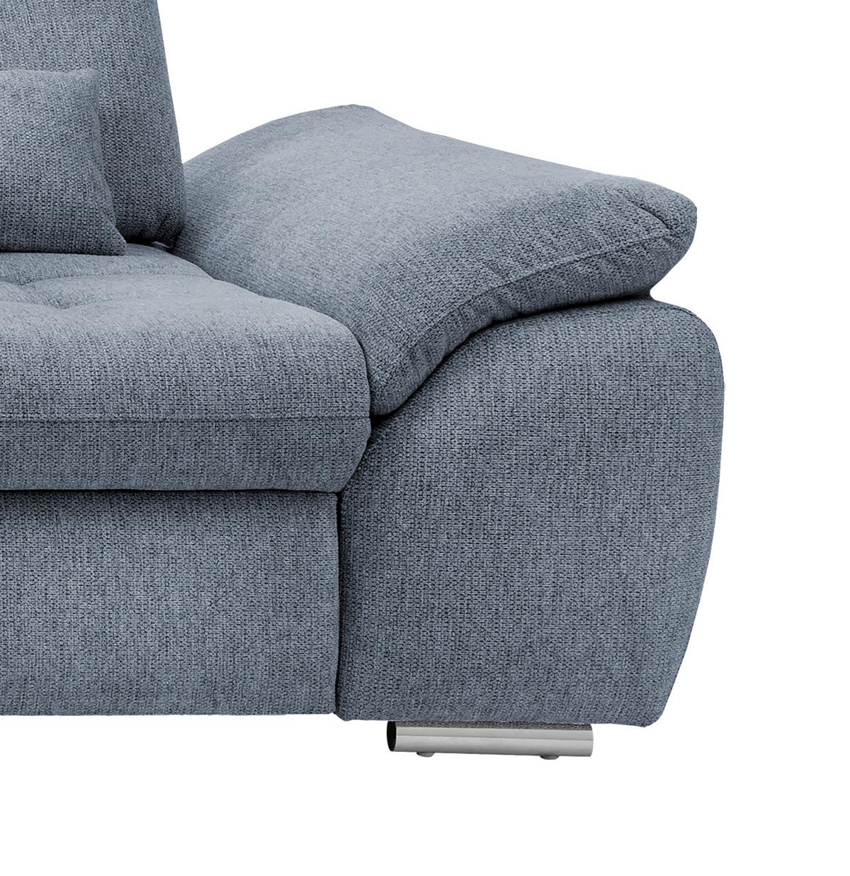 Ecksofa Rigatti mit Bettkasten ca. 184x314 cm Hellblau - Chromfarben/Anthrazit, MODERN, Textil/Metall (184/314cm) - Livetastic