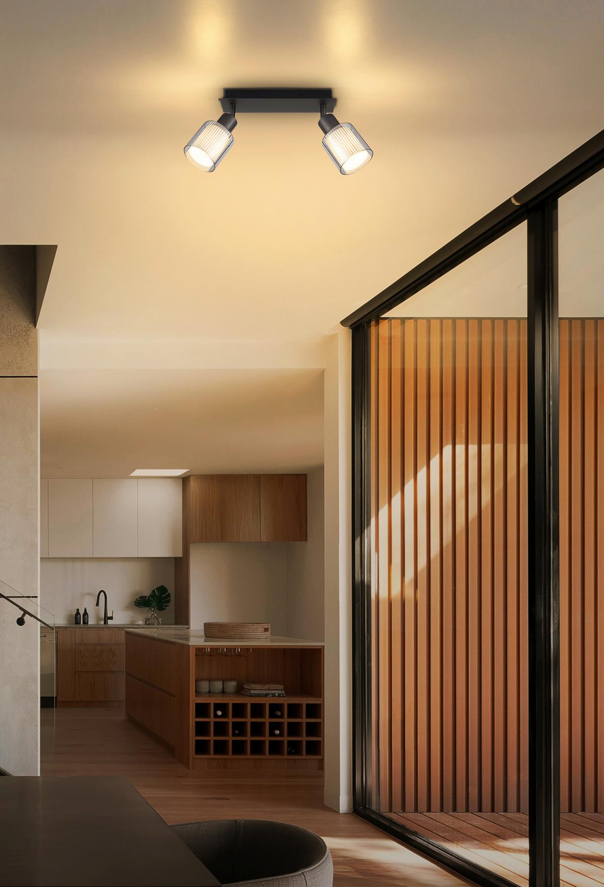 Proiector Villegas - alb/negru cromat, Basics, sticlă/metal (28/8/18,6cm) - Globo