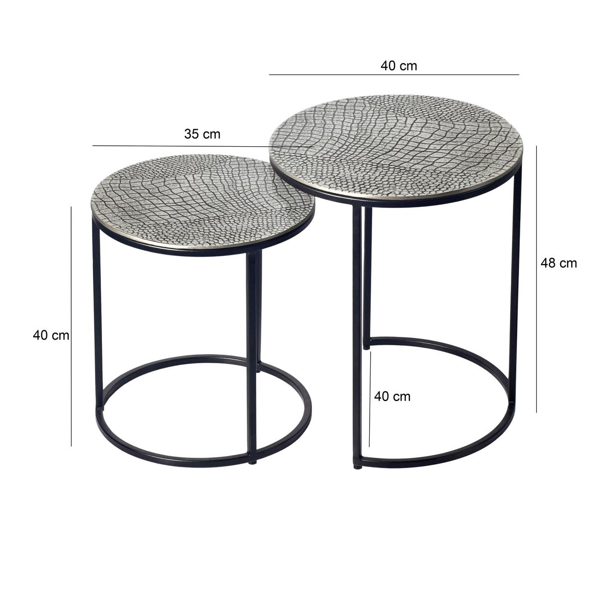 Satztisch Wl7.347 - Silberfarben/Schwarz, Design, Metall (40/40/48cm) - Livetastic