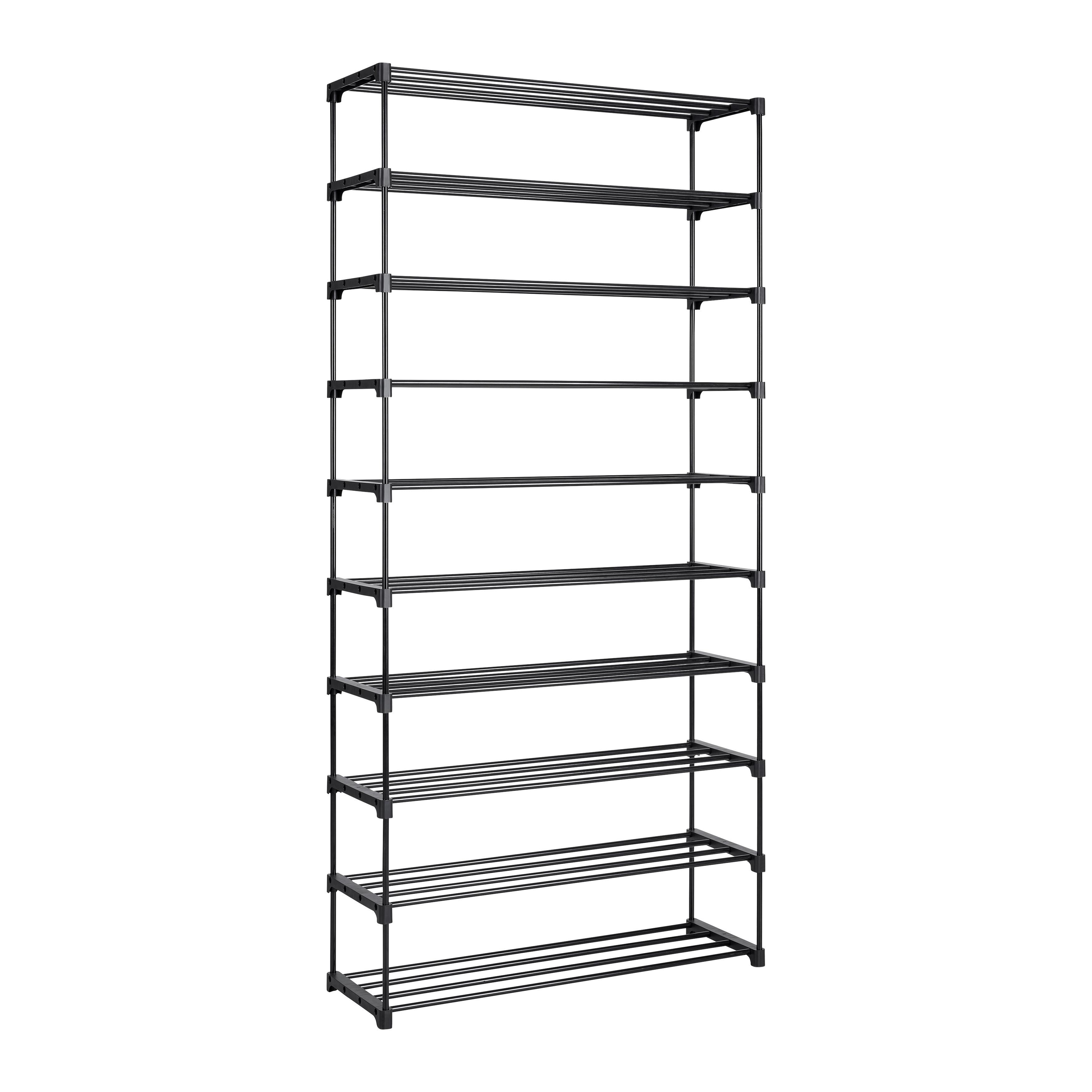 Schuhregal Grando Schwarz - Schwarz, Konventionell, Kunststoff/Metall (94/194/30cm) - Based