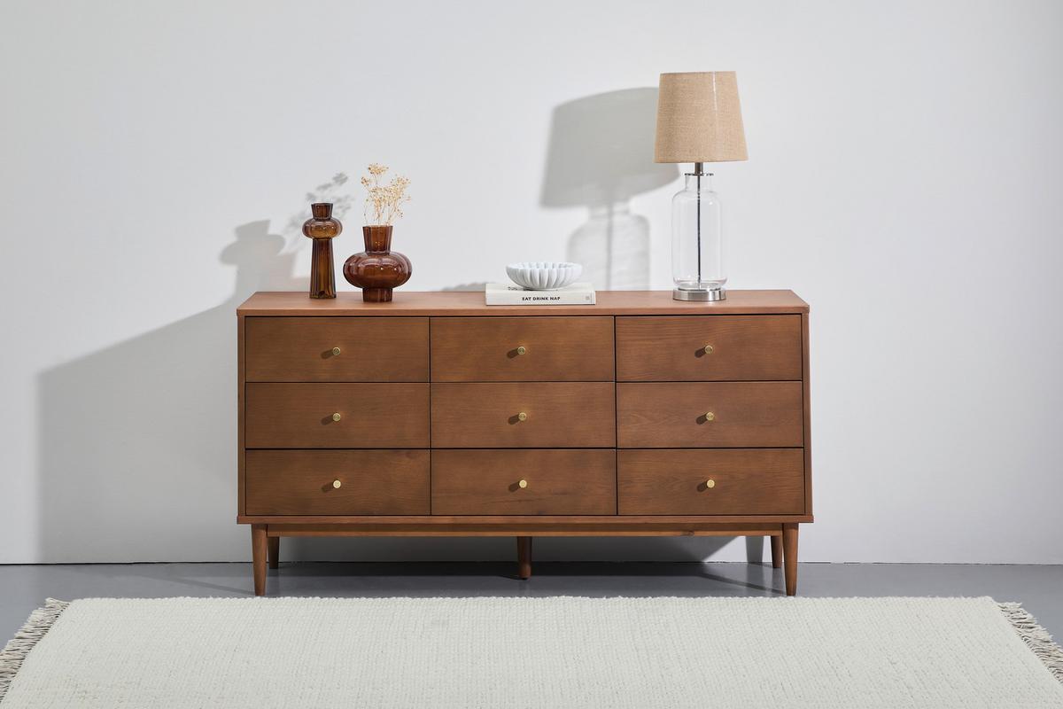 KOMODA SZEROKA SIDEBOARD - kolor orzecha włoskiego/kolor złoty, Lifestyle, materiał drewnopochodny/metal (148/74/40cm) - MID.YOU