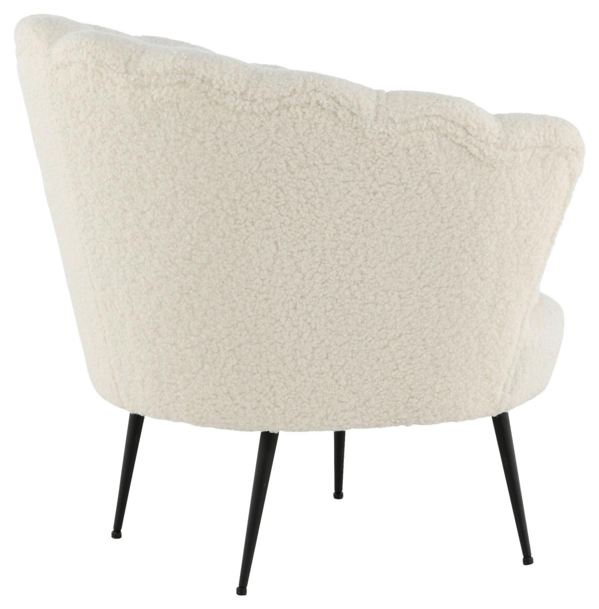 Sessel Calais Teddystoff ca. 83x76 cm Weiß - Schwarz/Weiß, Design, Textil/Metall (83/76/77cm) - Livetastic
