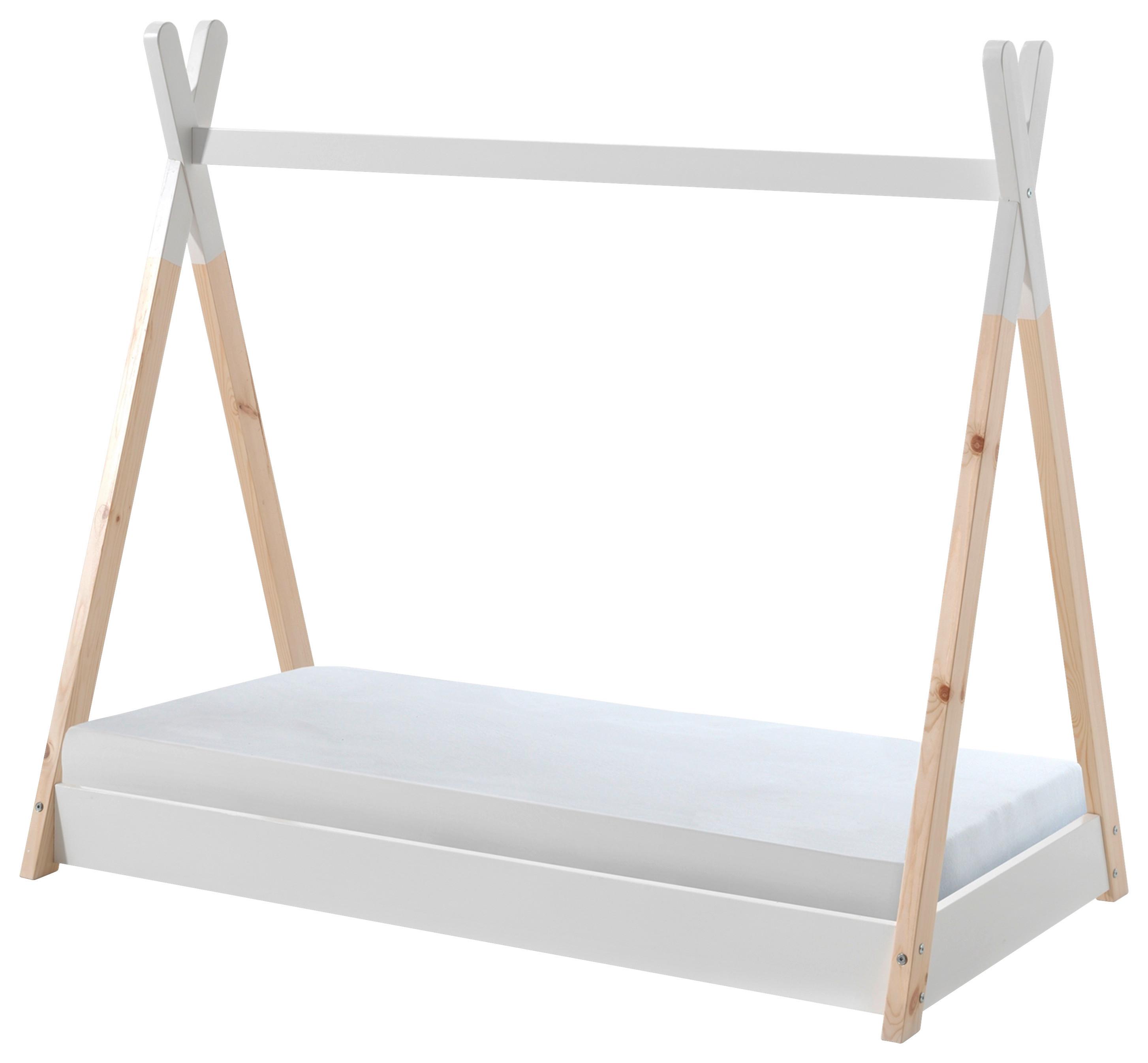 HAUSBETT Tipi 70x140 cm Weiß - Weiß/Kieferfarben, MODERN, Holz/Holzwerkstoff (70/140cm) - MID.YOU