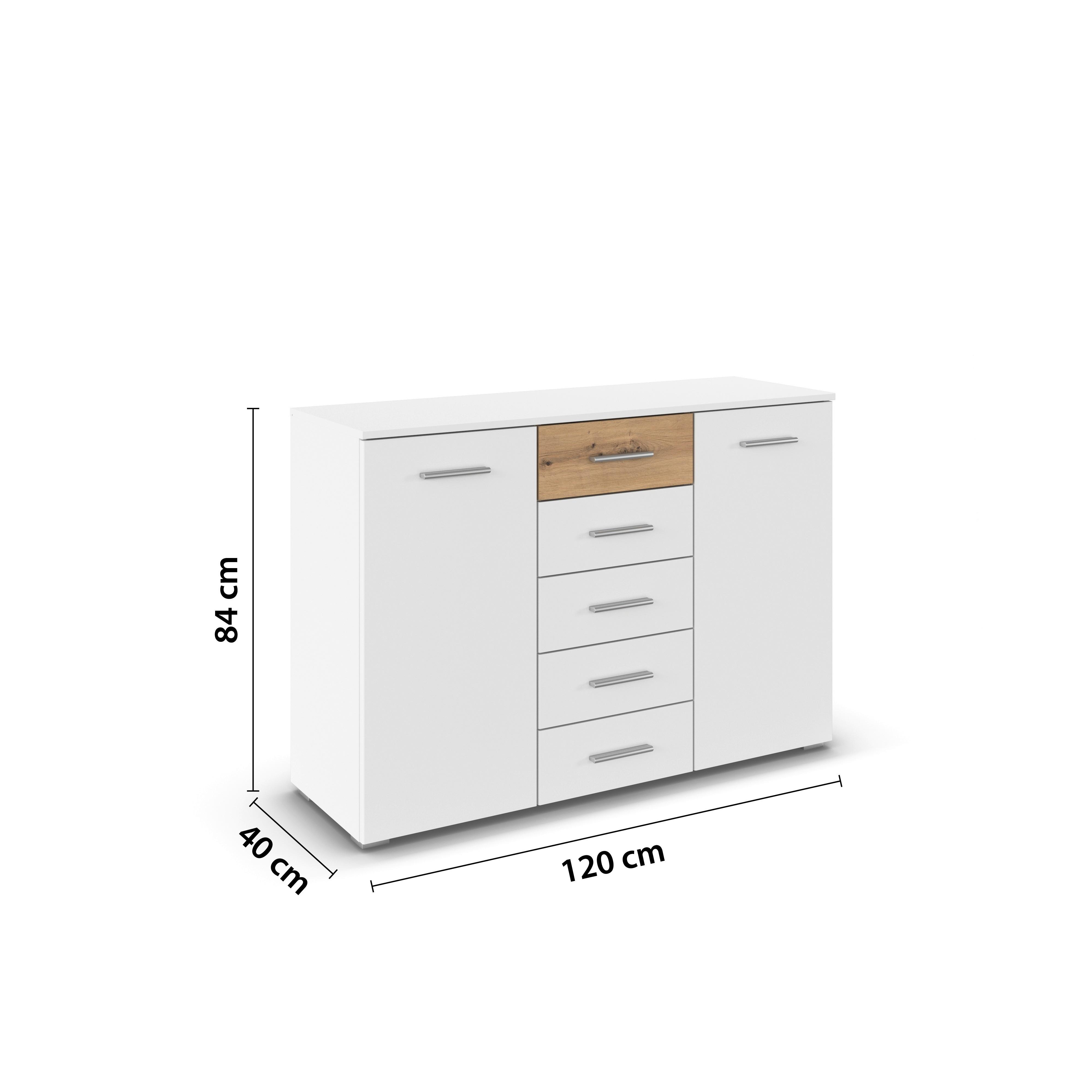 Komoda Foster - siva/hrast Artisan, Konvencionalno, drvni materijal/plastika (120/84/40cm) - Modern Living