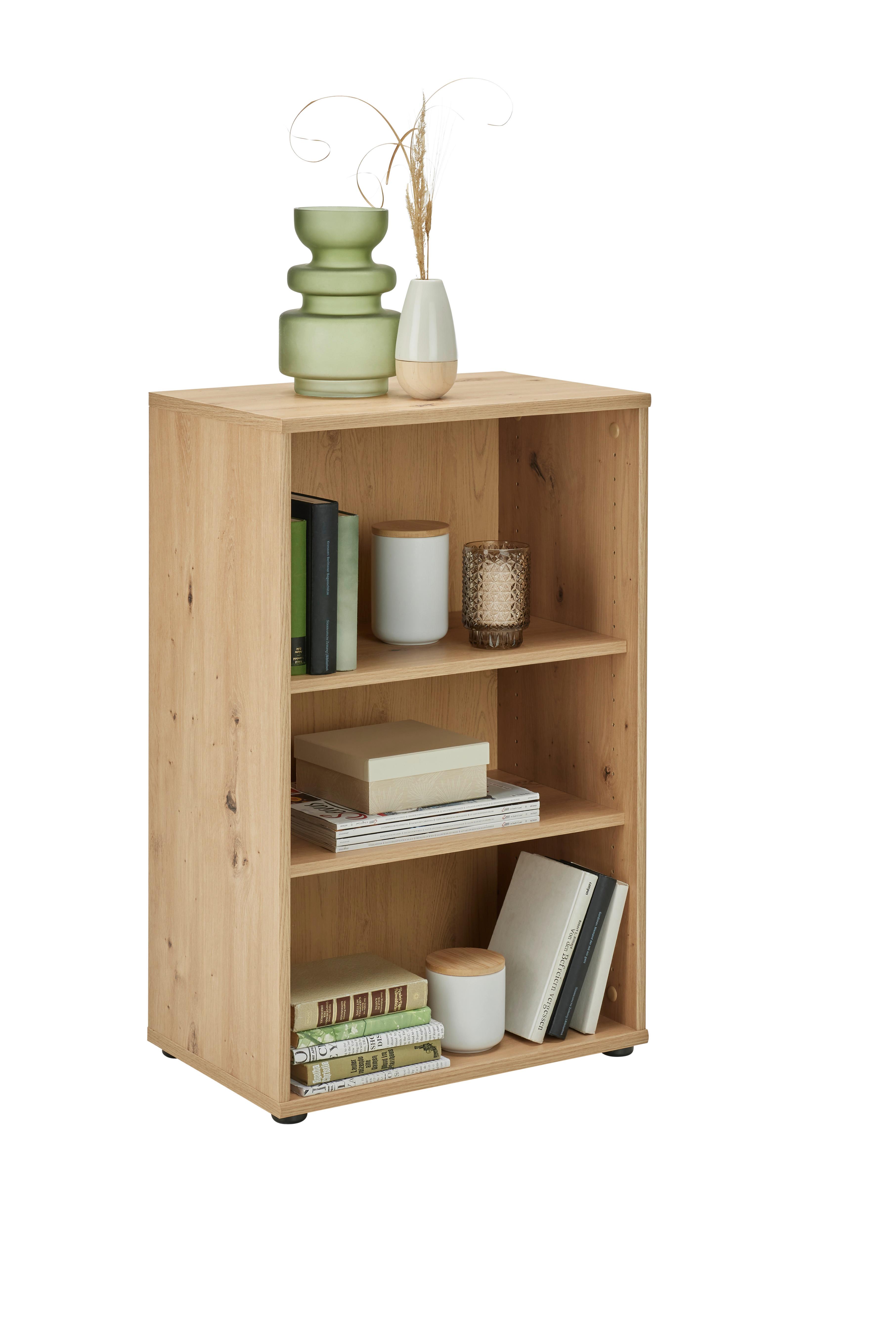 Regal Tempra 2, Barva Hrasta - barve aluminija/hrast artisan, Konvencionalno, leseni material (54/86/35cm) - Mömax