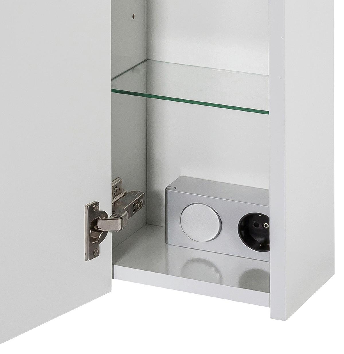 Spiegelschrank Dorina 700 mit LED Weiß - Silberfarben, MODERN, Glas/Holzwerkstoff (70/75,7/16cm) - MID.YOU