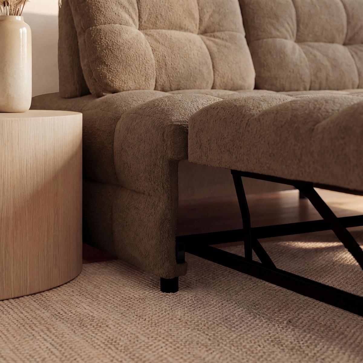 Schlafsofa Liara Webstoff Mokka - Schwarz/Mokka, MODERN, Holz/Textil (137/87/110cm) - Bessagi Home