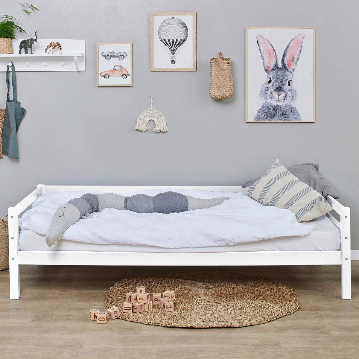 Kinderbett ECO DREAM Weiß ca. 90x200 cm - Weiß/Kieferfarben, MODERN, Holz (90/200cm) - MID.YOU