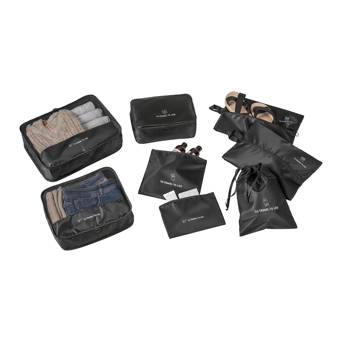 Kofferorganizer-set Schwarz 7-Teilig - Schwarz, Konventionell, Kunststoff/Textil - Mömax