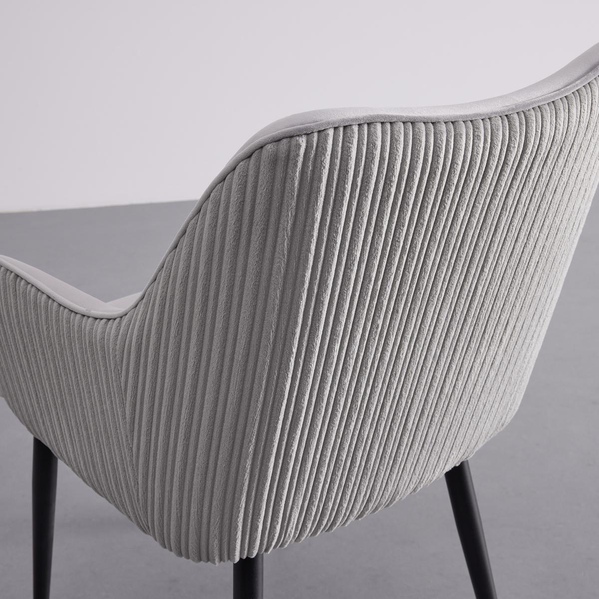 Armlehnstuhl Caria Hellgrau Samt Gepolstert - Hellgrau/Schwarz, MODERN, Holz/Textil (57/89/60cm) - Bessagi Home