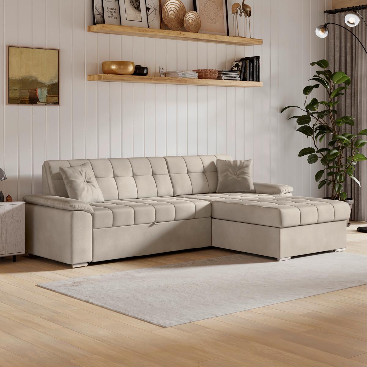 Kutna Garnitura Bali - bež, Trend, tekstil (257/167cm) - Modern Living