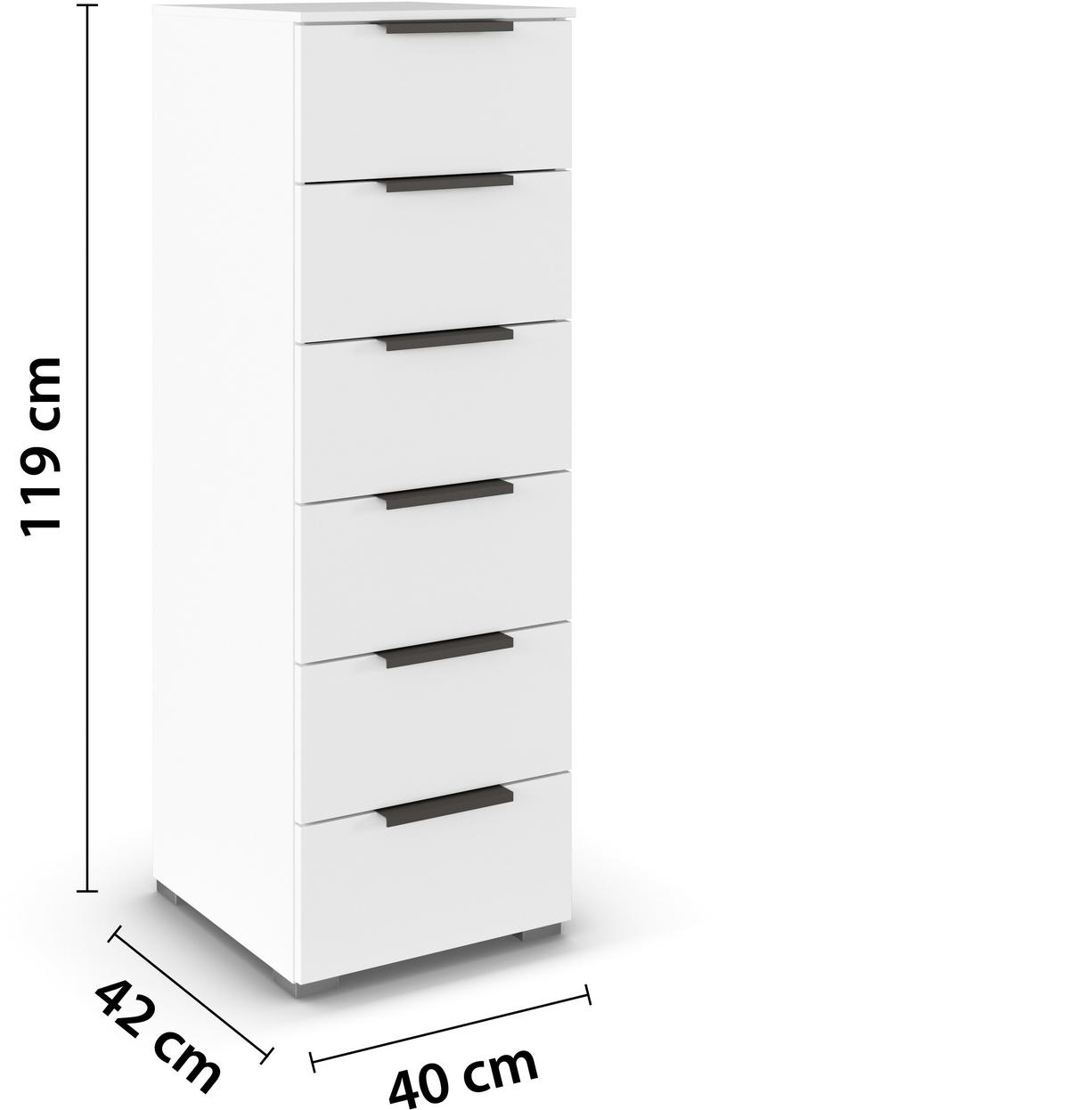 Komoda Paola, Bela - bela/barve aluminija, Trend, kovina/leseni material (40/119/42cm) - Novel