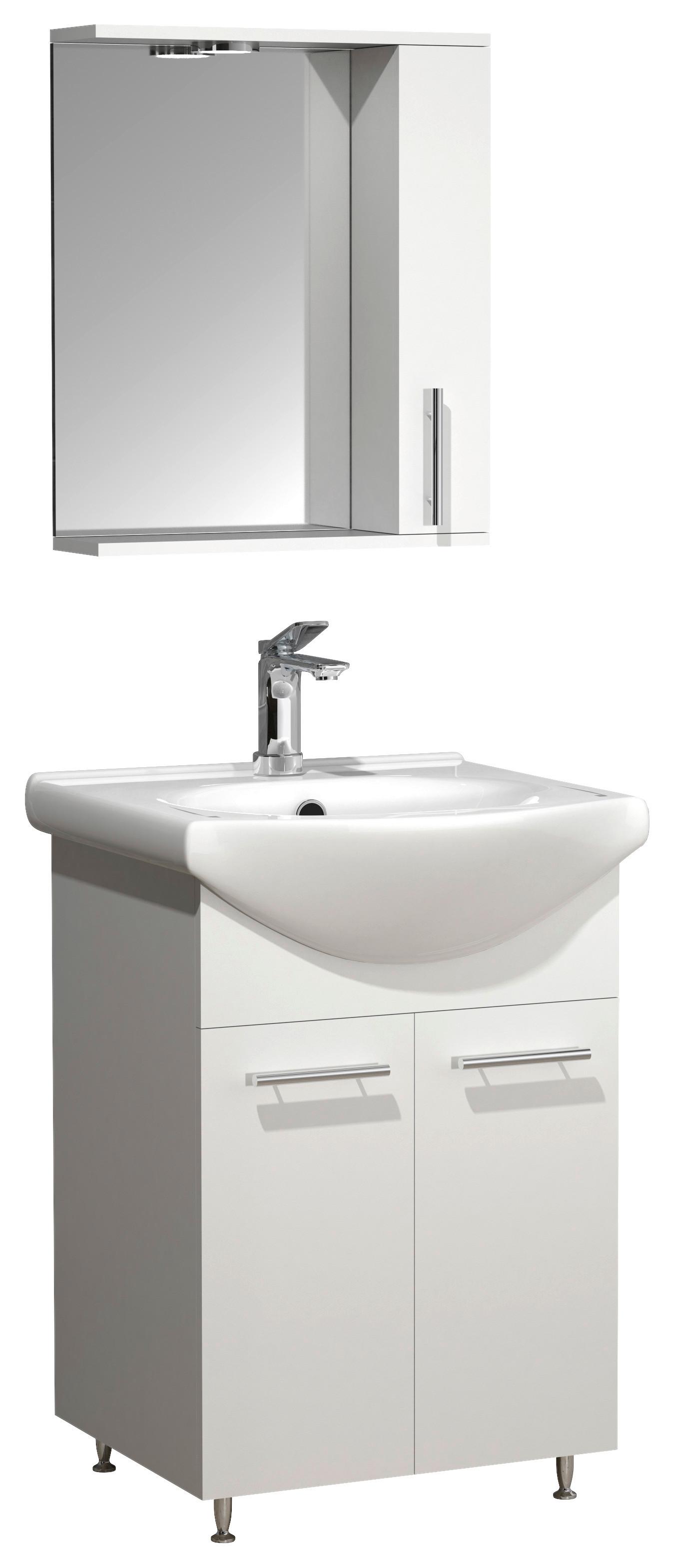 Kopalnica Lisalo M, Bela - srebrne barve/bela, Moderno, umetna masa/steklo (50cm) - MID.YOU