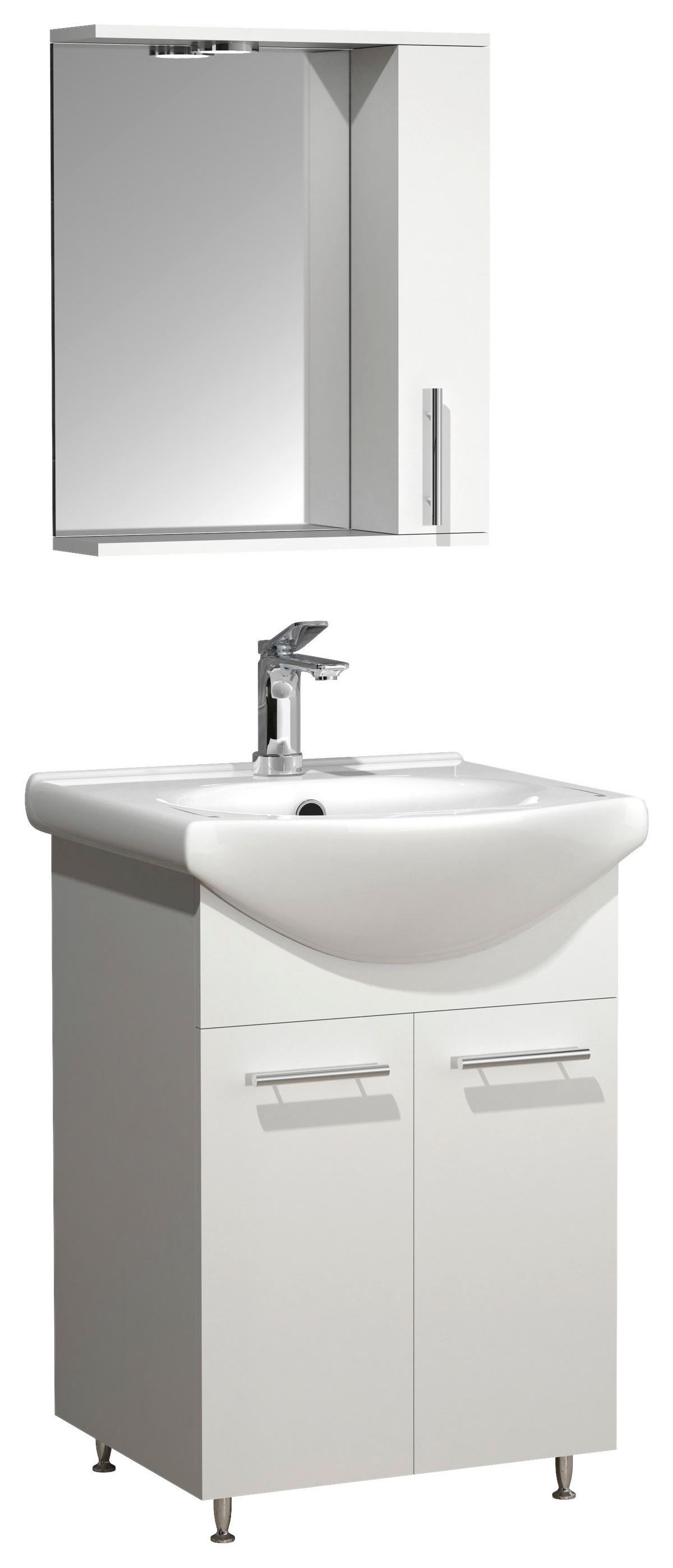 Kopalnica Lisalo M, Bela - srebrne barve/bela, Moderno, umetna masa/steklo (50cm) - MID.YOU