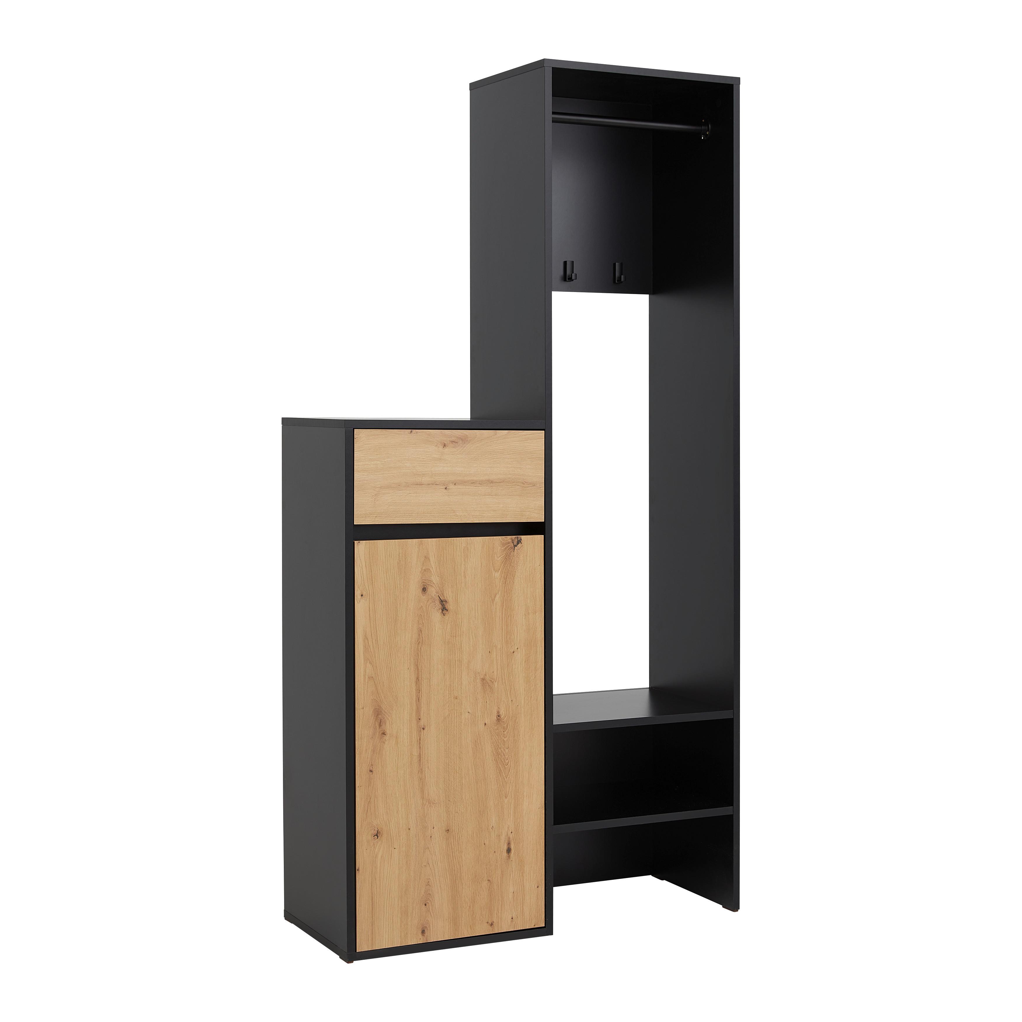 HALLMÖBEL ANDY -EXKLUSIV- - svart/ek Artisan, Modern, trämaterial (98/195/38cm) - Mömax