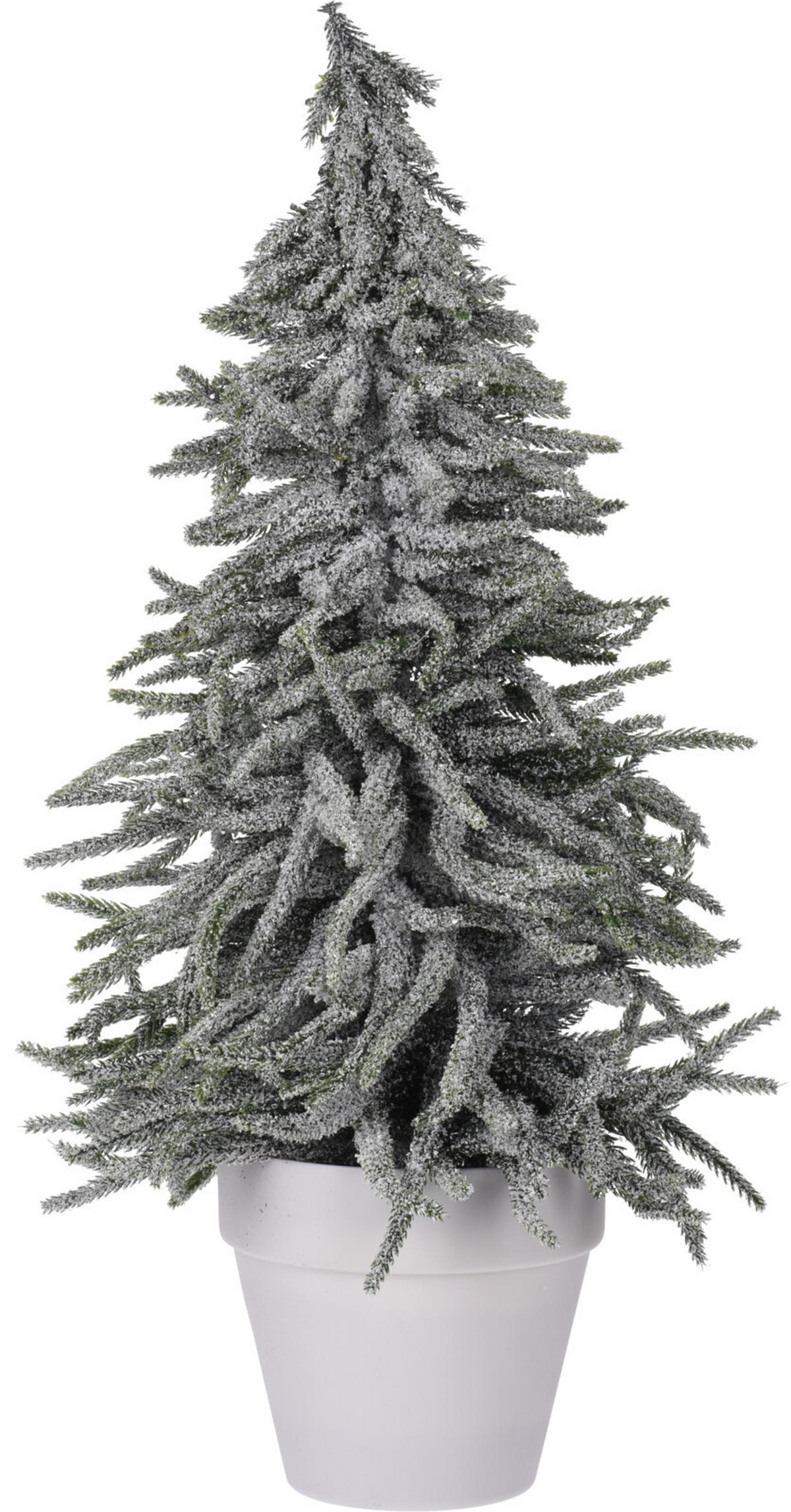 Dekor Műfenyő X-Mas Tree - sötétzöld/fehér, Natur, műanyag (58cm)