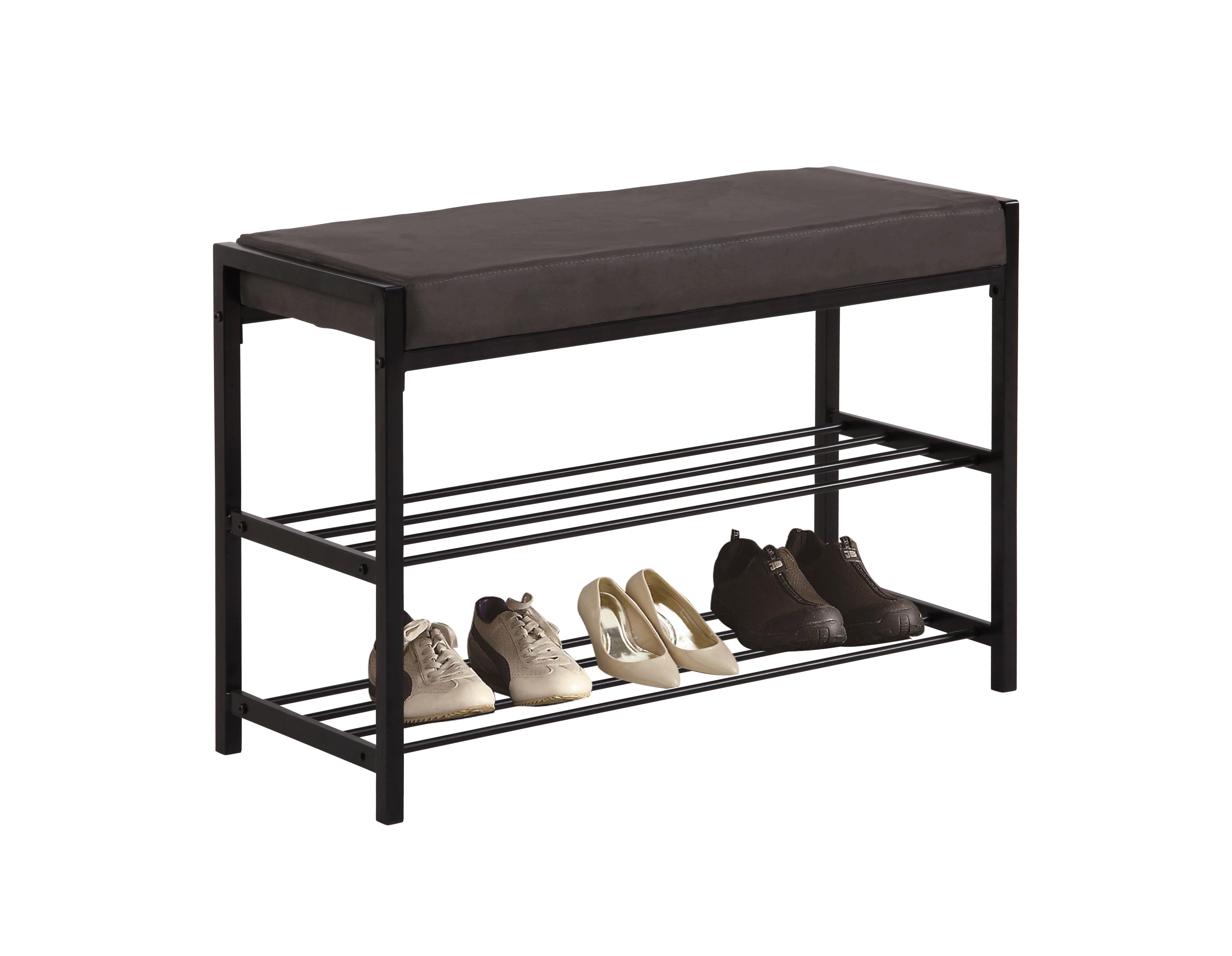 HALLBÄNK ELLIE II -SB- - mörkgrå/vit, Modern, metall/textil (80/52/30cm) - Mömax