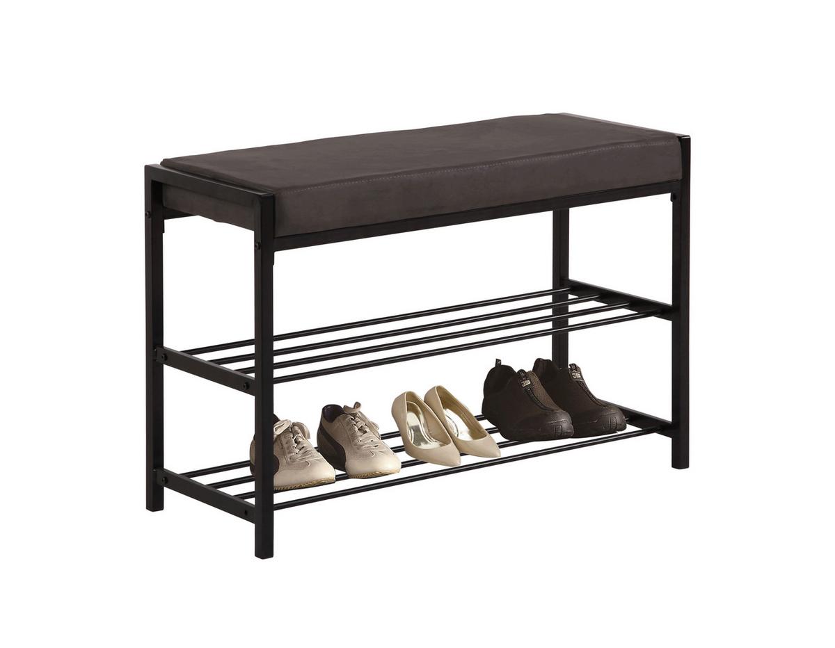 Garderobna Klop Ellie Ii, Črna, Videz Usnja - temno siva/črna, Moderno, kovina/tekstil (80/52/30cm) - Mömax