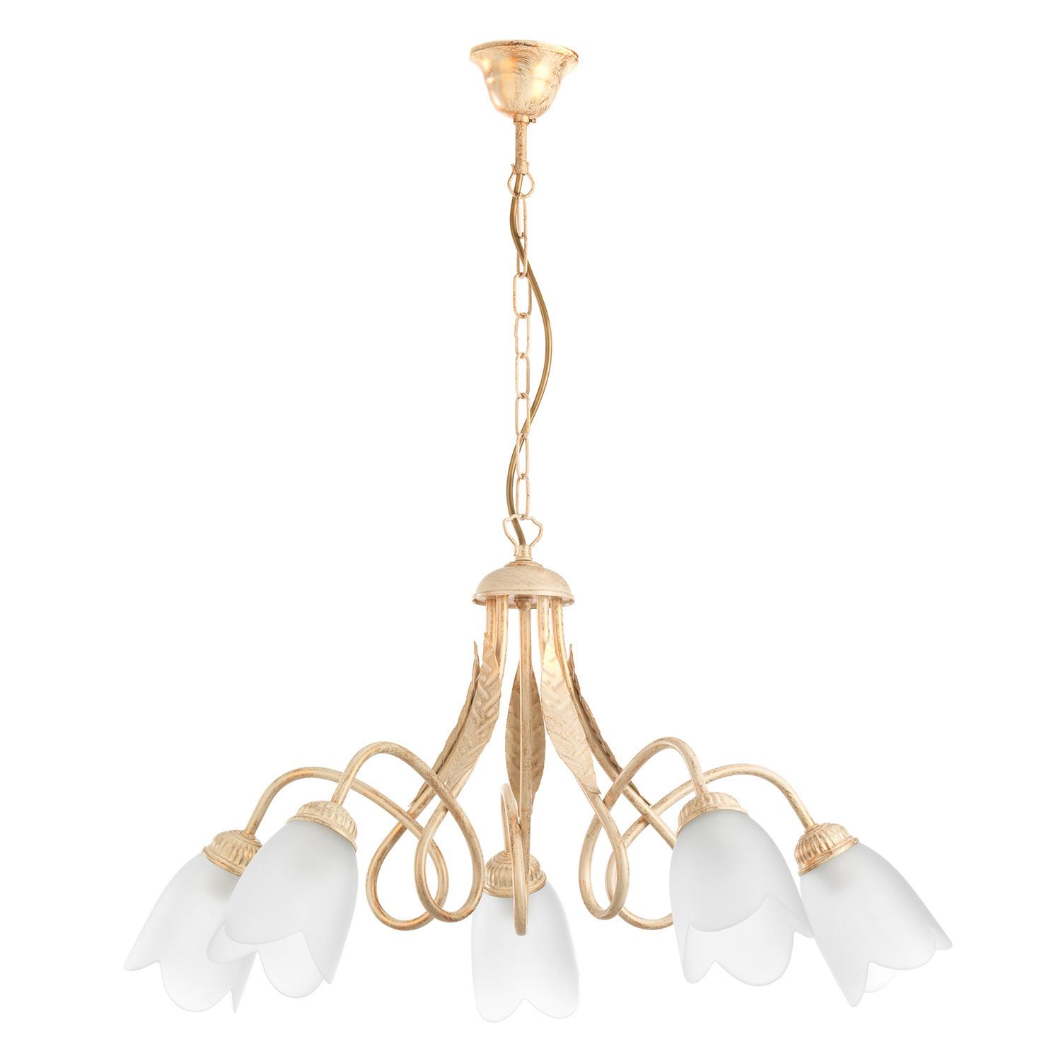 Kronleuchter Doppio Giro Weiß max. 6 Watt - Weiß, KONVENTIONELL, Glas/Metall (75/82cm)