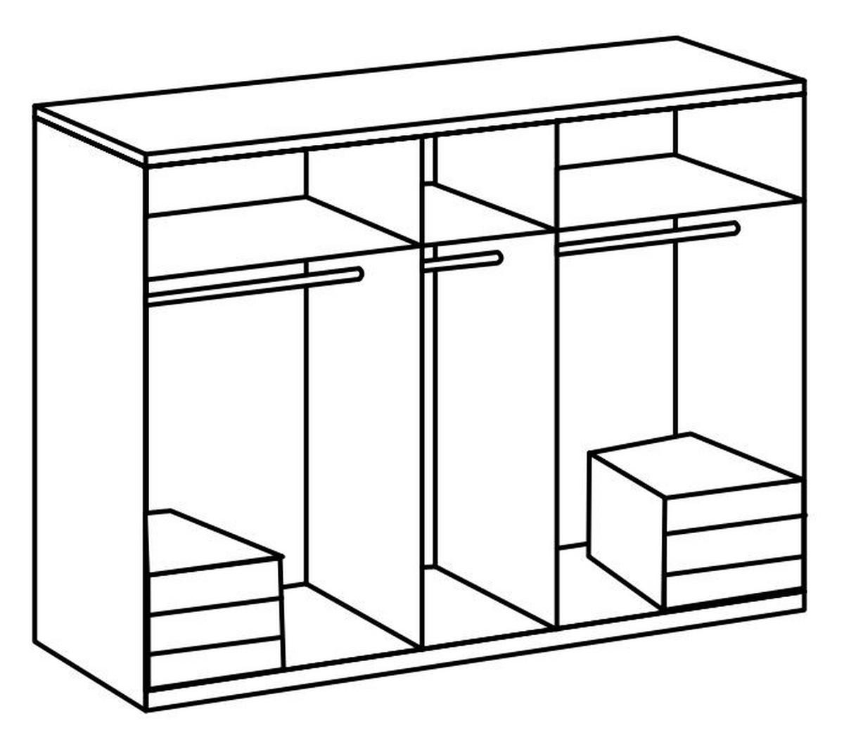 Drehtürenschrank Level 36D ca. 250x216x58 cm Weiß/Eichefarben - Chromfarben/Weiß Hochglanz, MODERN, Holzwerkstoff/Metall (250/216/58cm) - MID.YOU
