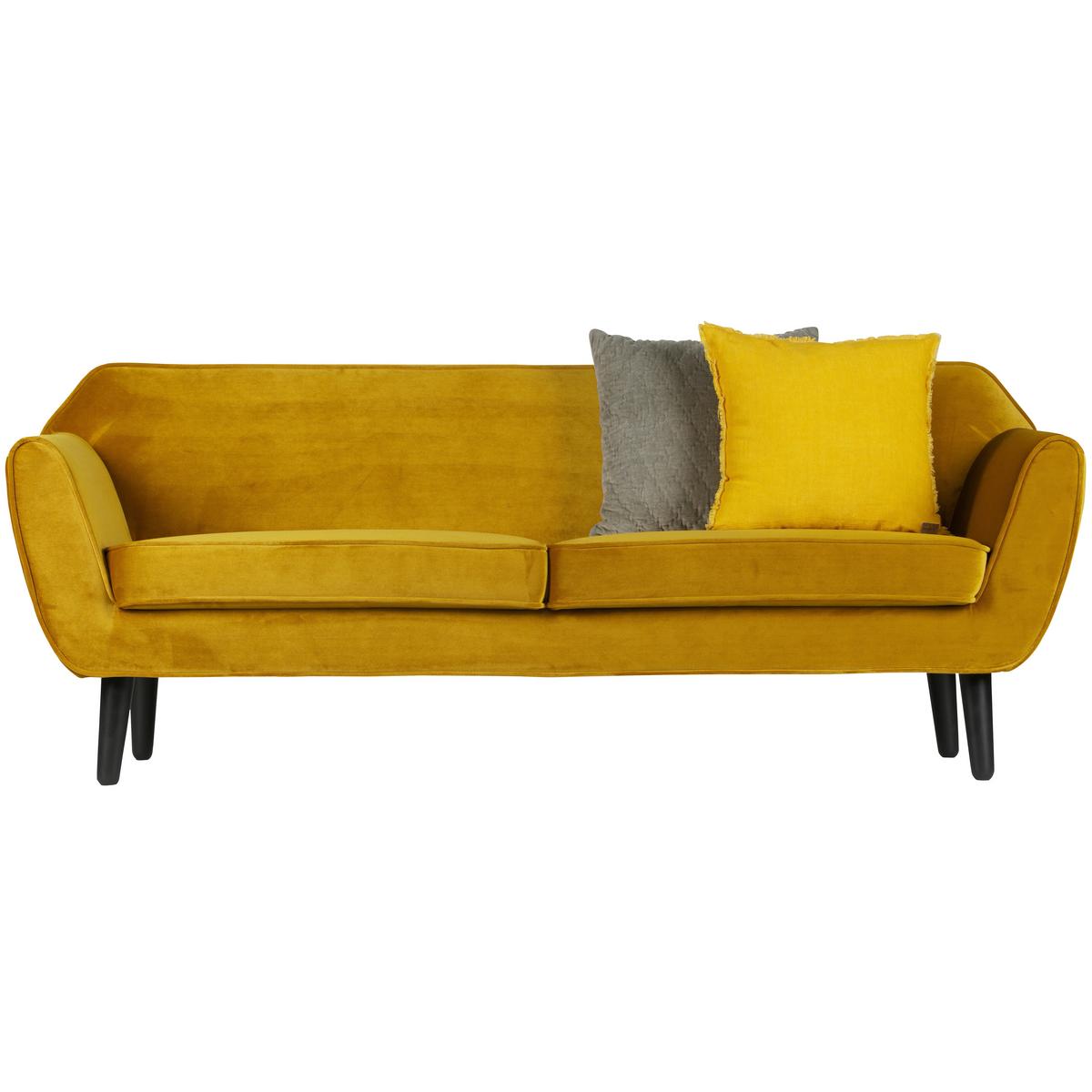 Sofa Rocco Gelb B: 187cm - Gelb/Schwarz, Design, Holz/Textil (187/75/82cm) - Livetastic