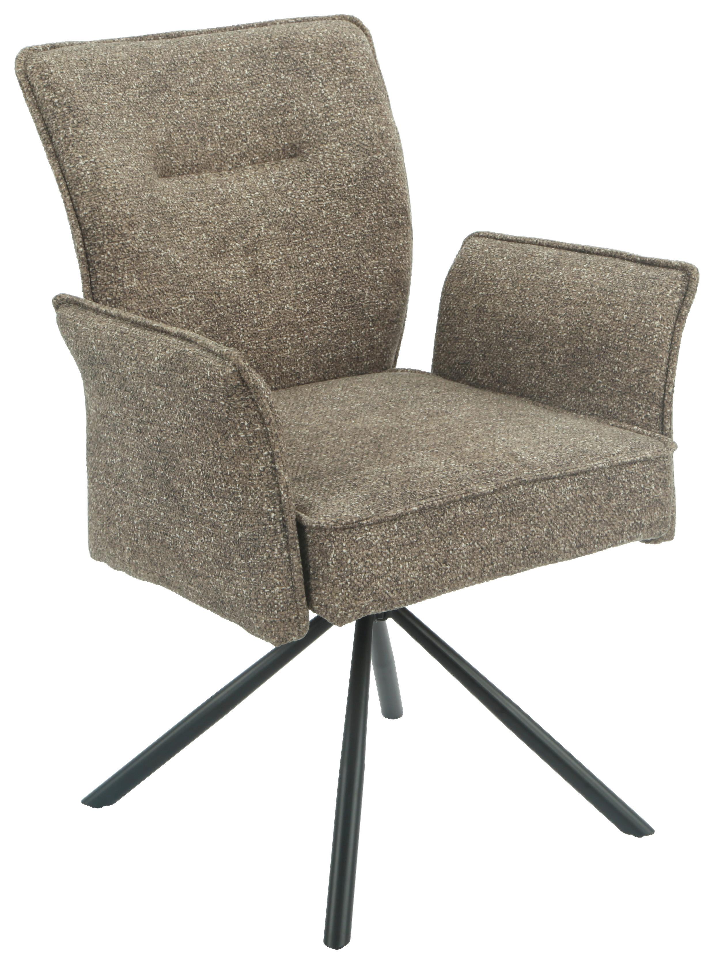 Armlehnstuhl Ellen Giga S Braun - Schwarz/Braun, MODERN, Textil/Metall (65.5/90/60cm) - Premium Living