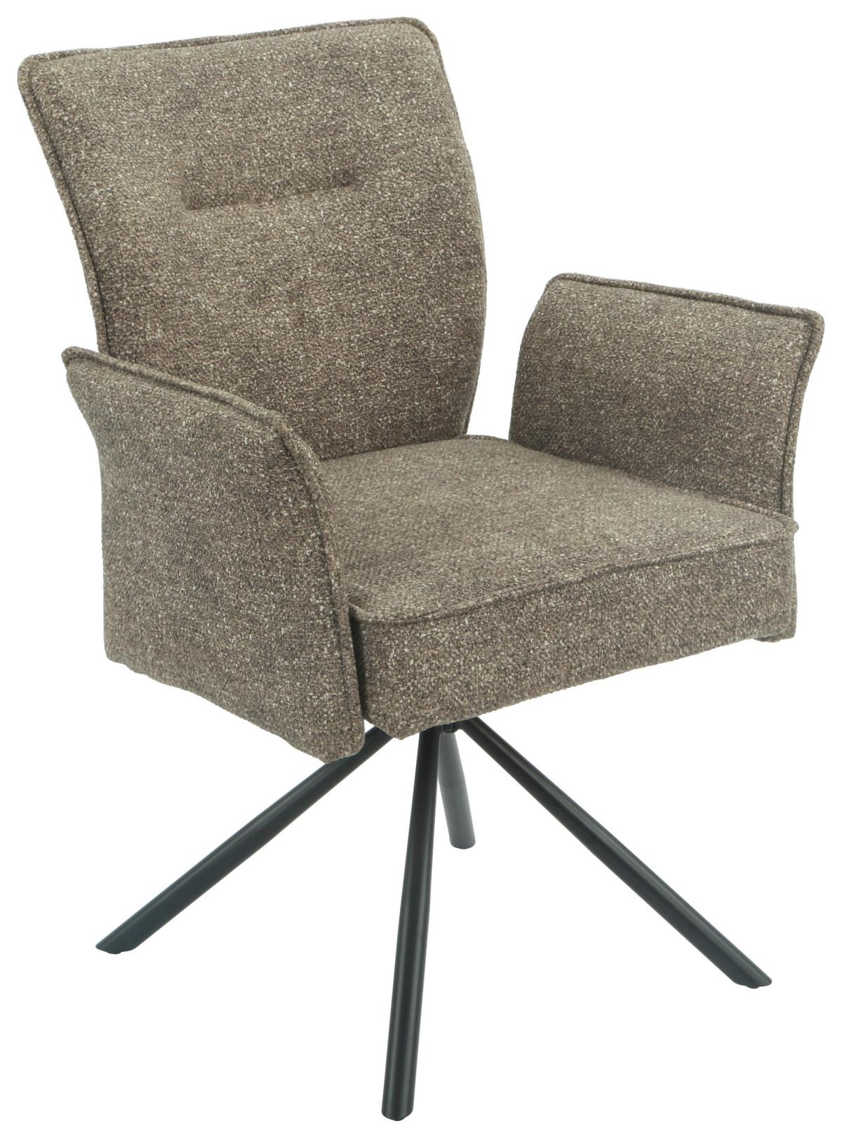 Armlehnstuhl Ellen Giga S Braun - Schwarz/Braun, MODERN, Textil/Metall (65.5/90/60cm) - Premium Living