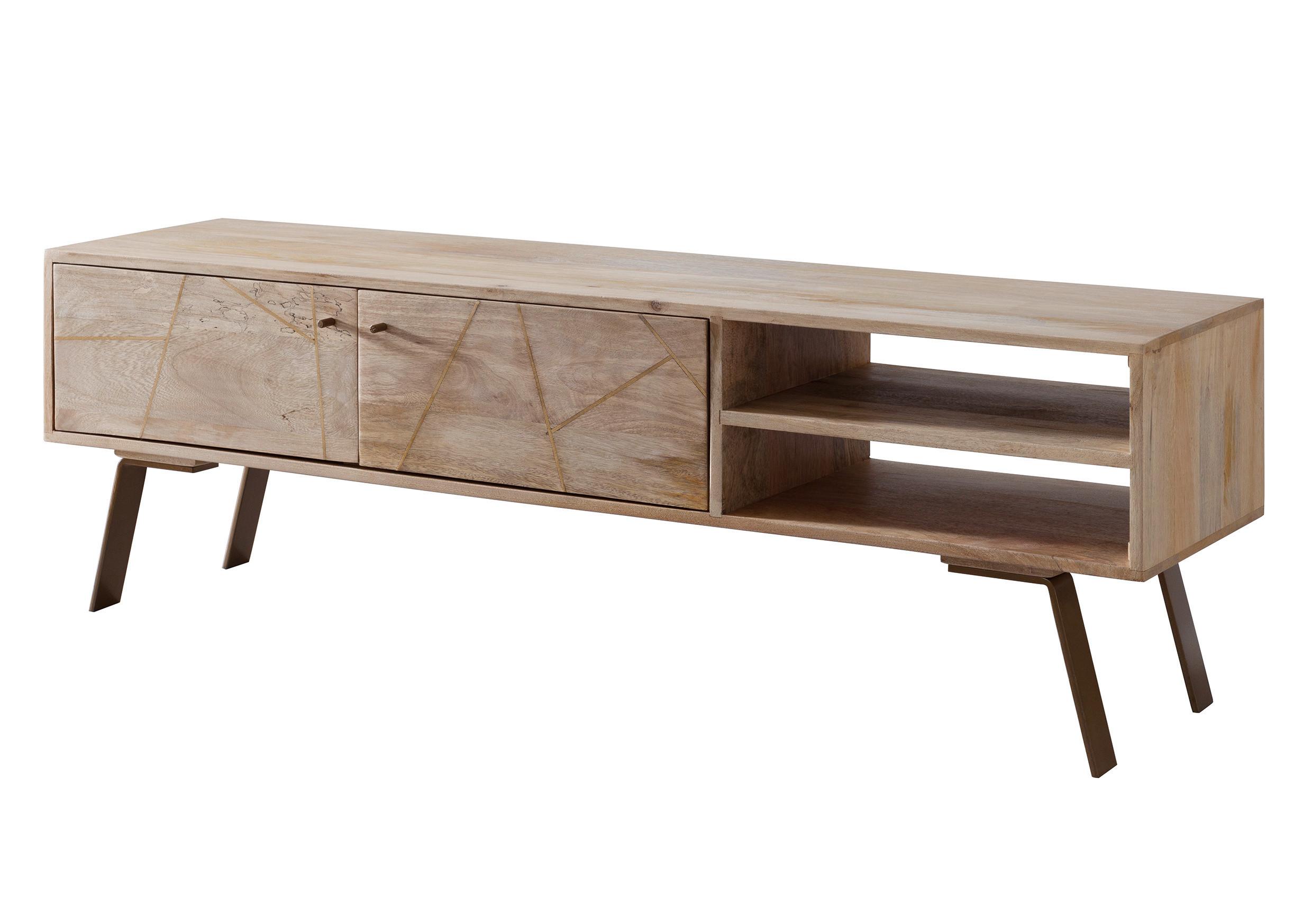 Nizka Omarica Sikar - zlate barve/rjava, Design, kovina/les (145/47/35cm) - MID.YOU