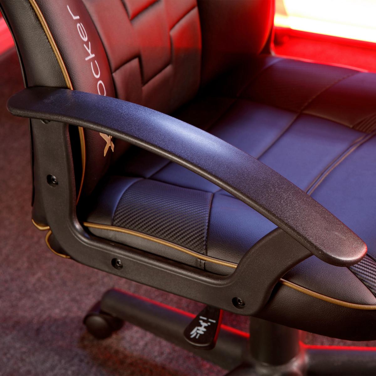 Gamingsessel Saturn ca. 57,5x 107,5x44 cm Schwarz - Goldfarben/Schwarz, MODERN, Textil (57,5/107,5/44cm) - X Rocker