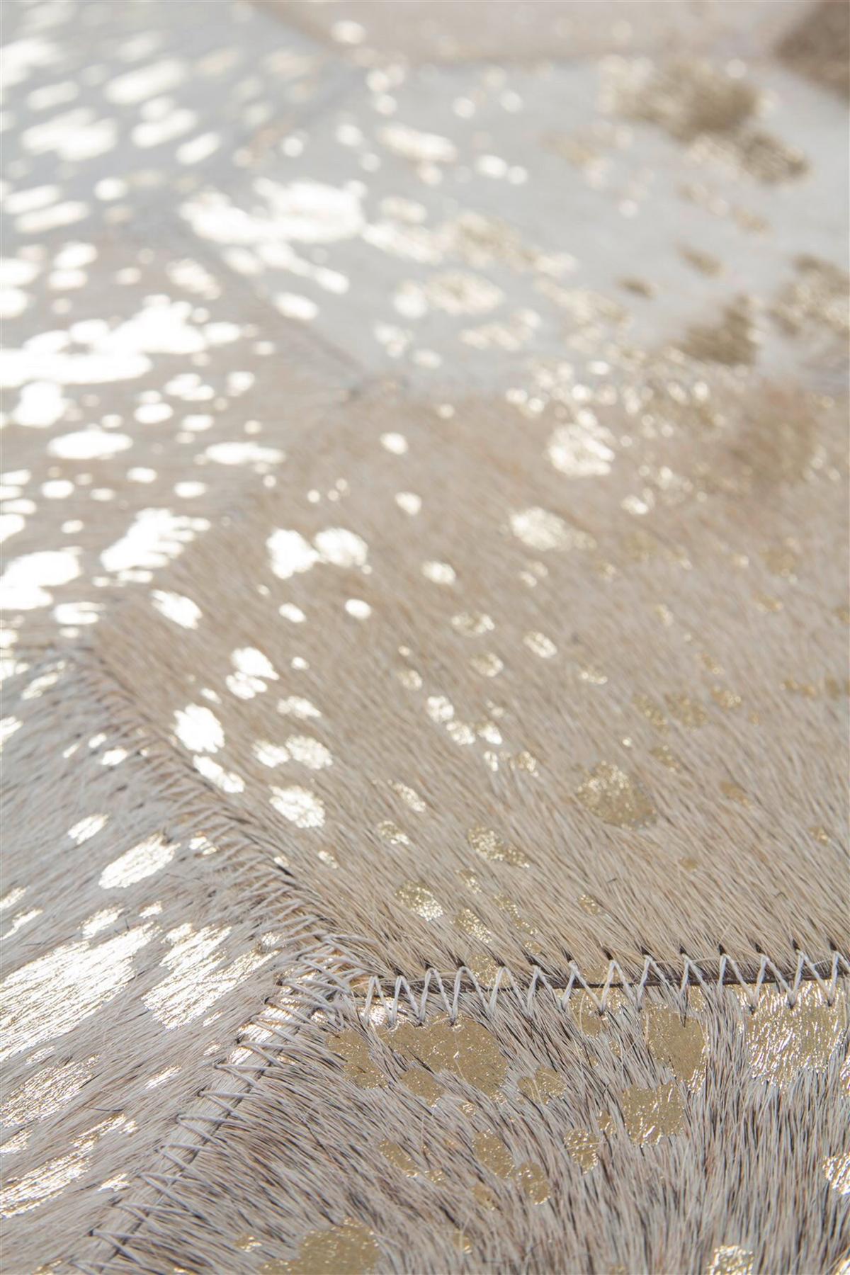 WEBTEPPICH SPARK 210 ELFENBEIN / GOLD - Goldfarben/Creme, Design, Leder (120/170cm) - Kayoom