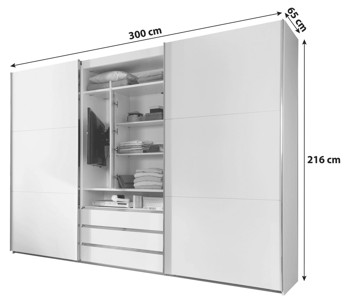 DULAP USI CULISANTE MAGIC - alb, Modern, material pe bază de lemn (300/216/65cm) - Premium Living