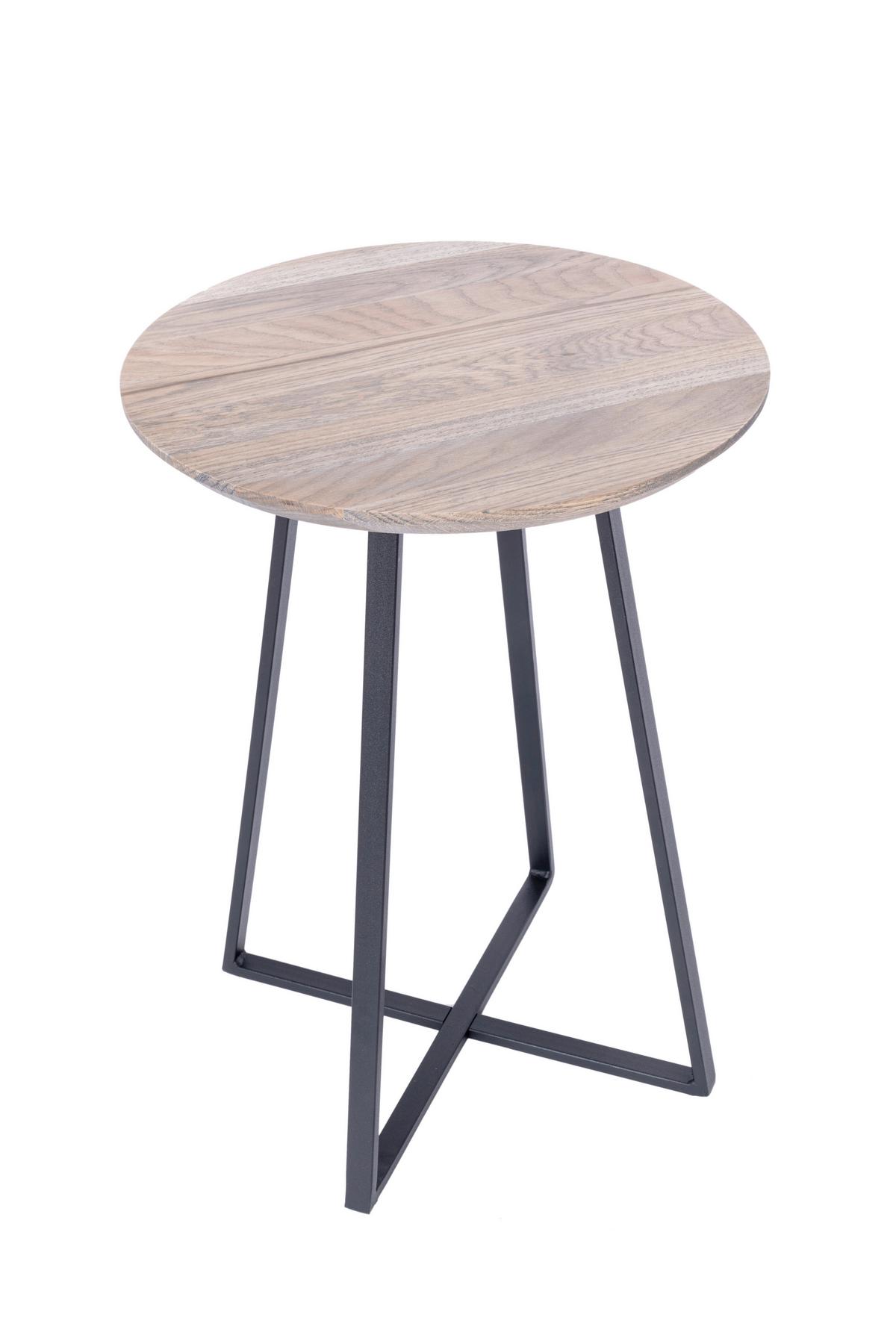 Beistelltisch B154417-50 Justus - Eiche grau/Schwarz, Natur, Holz/Metall (40/55cm) - Globo
