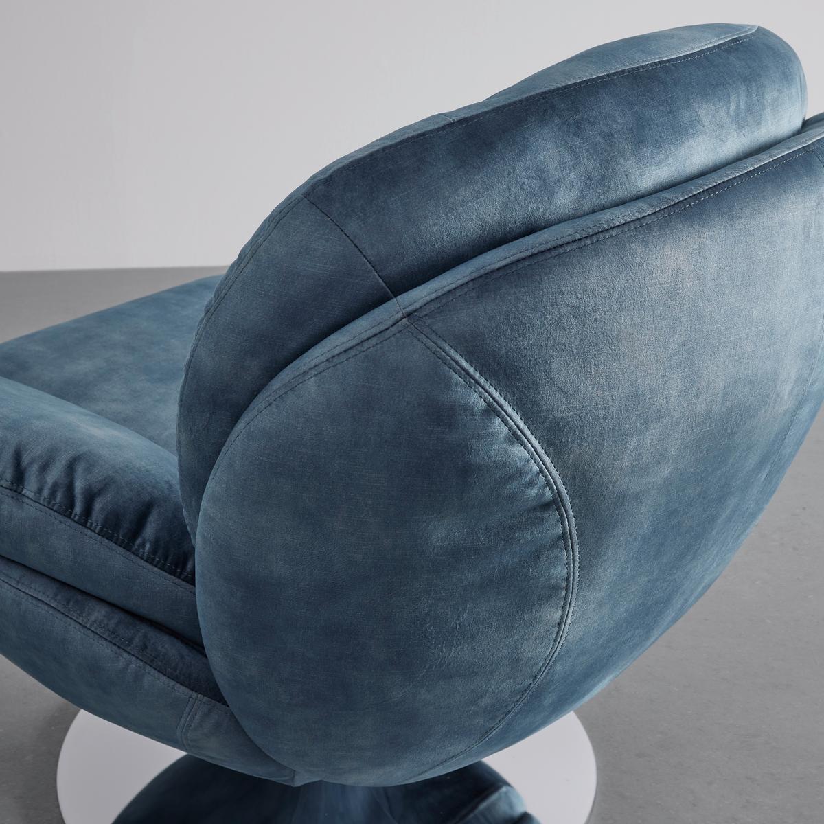 Sessel Ommy Blau Samt - Blau/Chromfarben, MODERN, Textil/Metall (82,5/84,5/85,5cm) - Bessagi Home