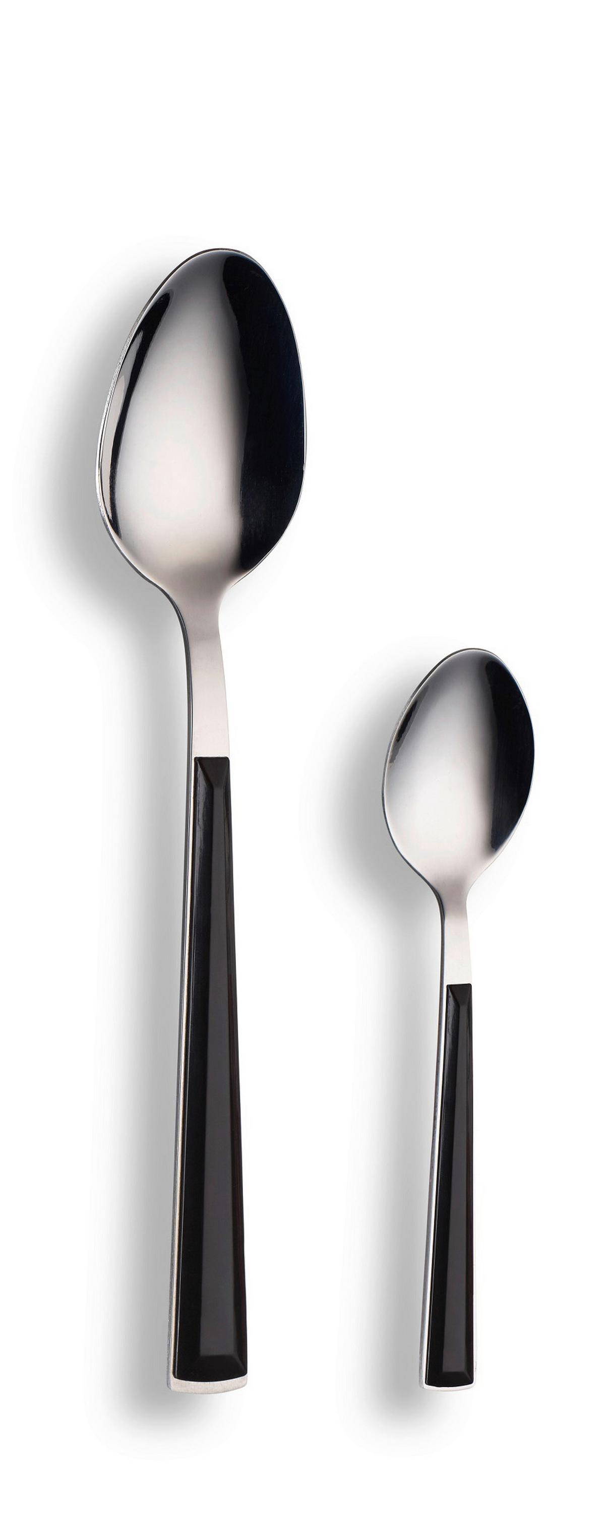 Besteckset Basic Schwarz/Silber 16-teilig - Silberfarben/Schwarz, Basics, Metall - Echtwerk