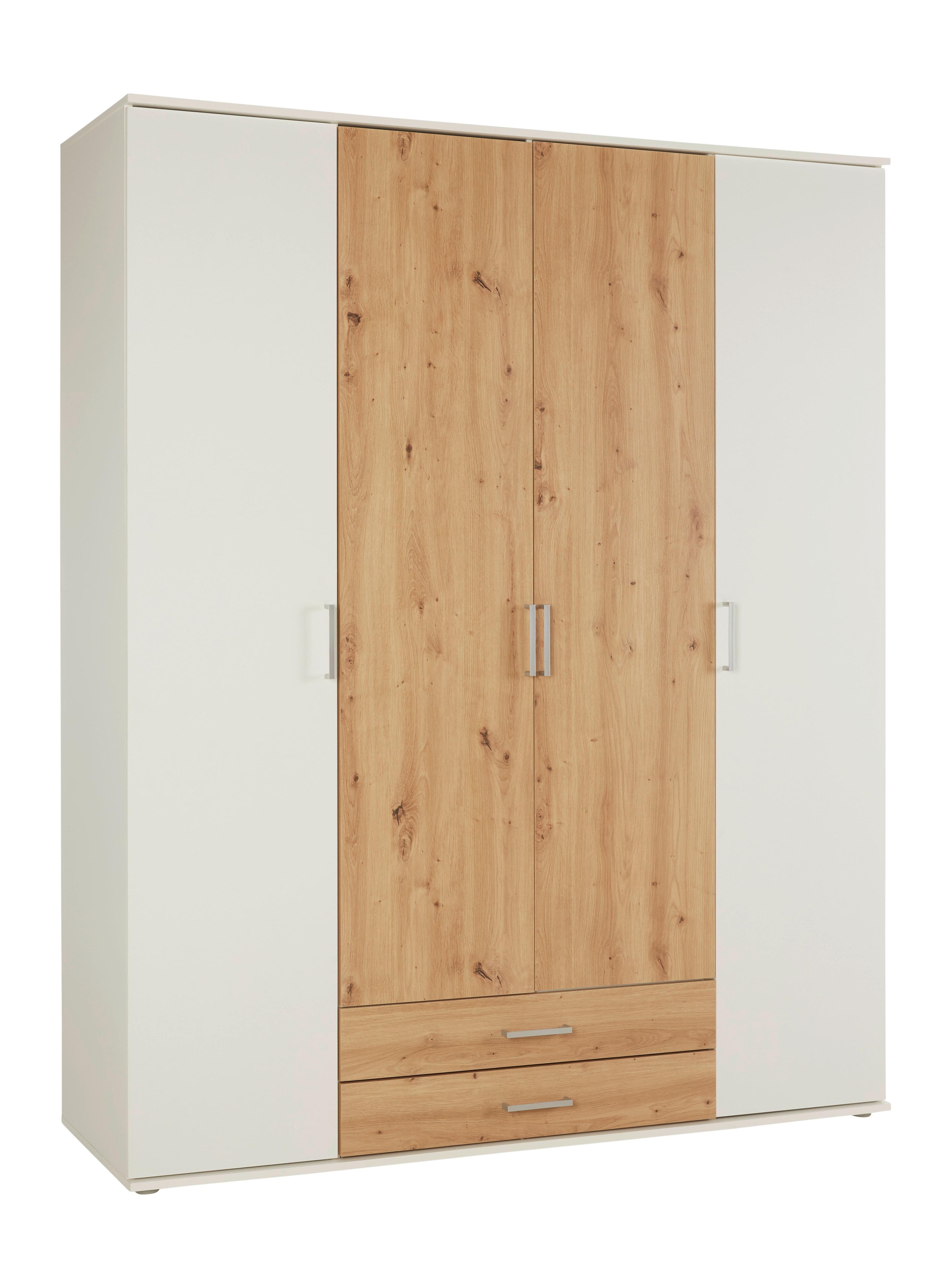 Drehtürenschrank in Weiß - Alufarben/Weiß, KONVENTIONELL, Holzwerkstoff/Kunststoff (159,3/196,3/53,5cm) - Modern Living