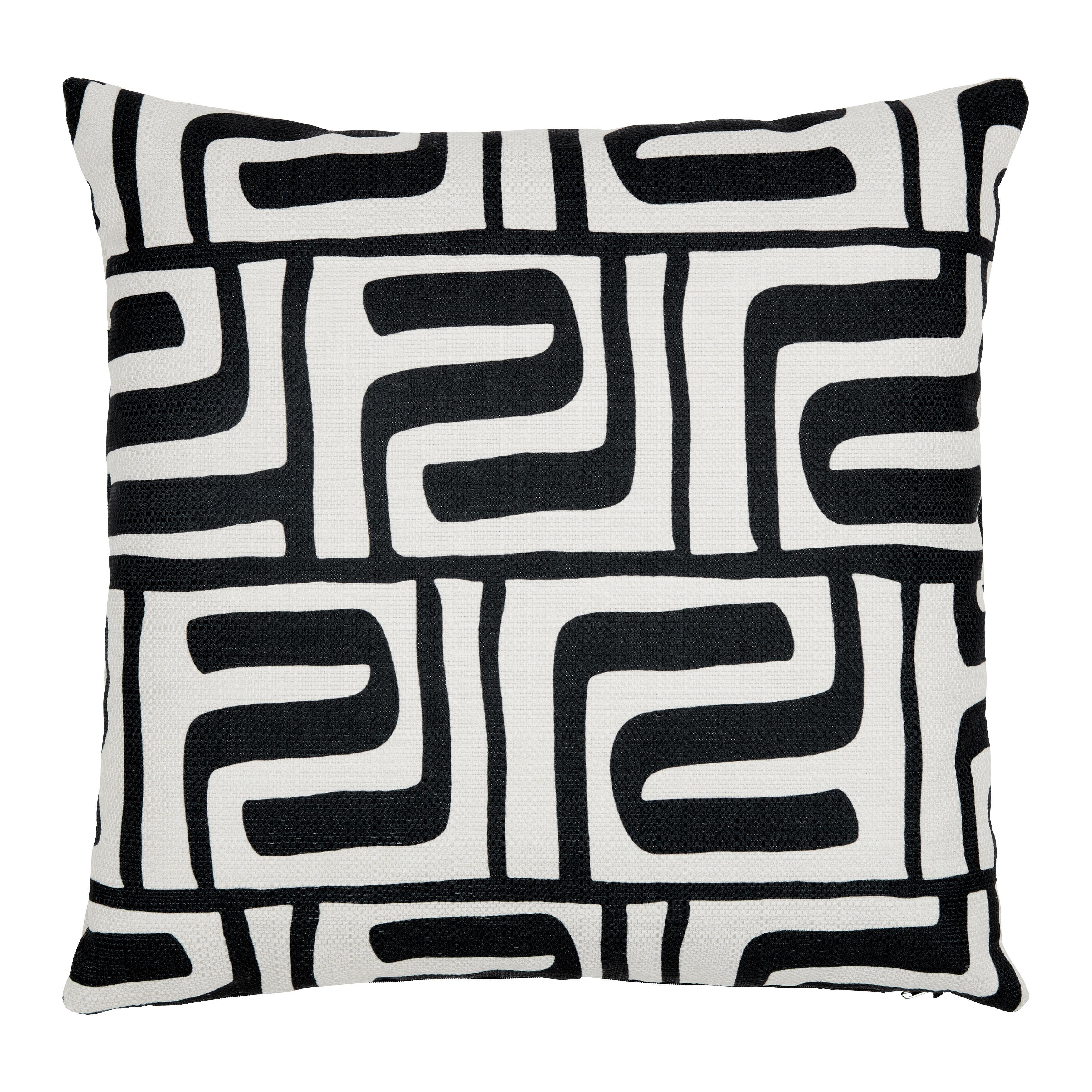 Zierkissen Blixa Schwarz/Weiß ca. 50x50cm - Schwarz/Weiß, MODERN, Textil (50/50/50cm) - Mömax
