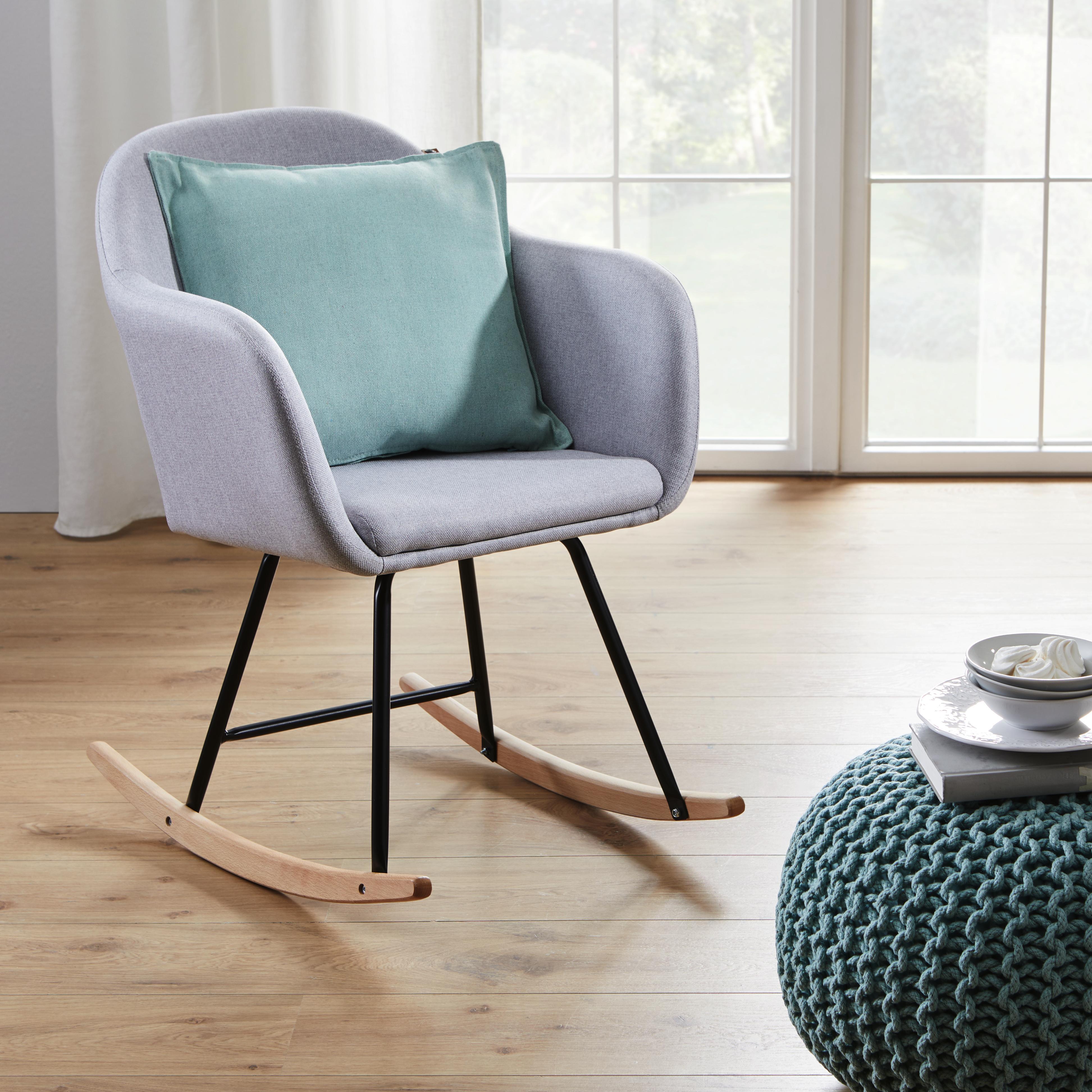 Schaukelstuhl in Hellgrau 'Cameron' - Hellgrau, MODERN, Holz/Textil (58/80/69cm) - Bessagi Home