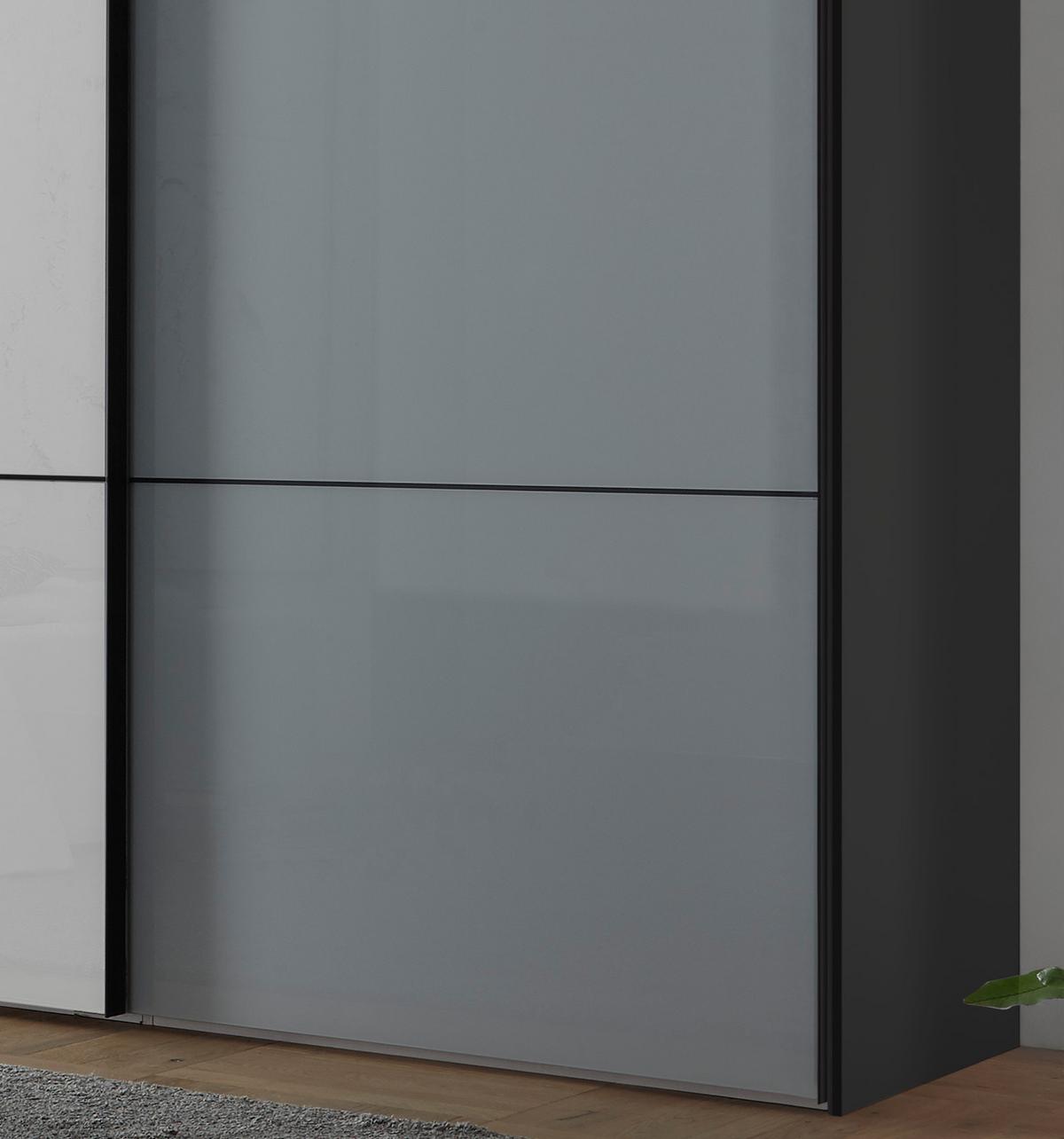 Ormar Sa Staklenim Kliznim Vratima Includo - bijela/tamno siva, Moderno, staklo/drvni materijal (200/222/68cm) - Premium Living