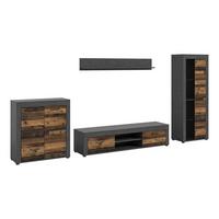 Serija Dnevnog Boravka Jam - prirodne boje/crna, Design, staklo/drvni materijal (330/159/35cm) - Modern Living