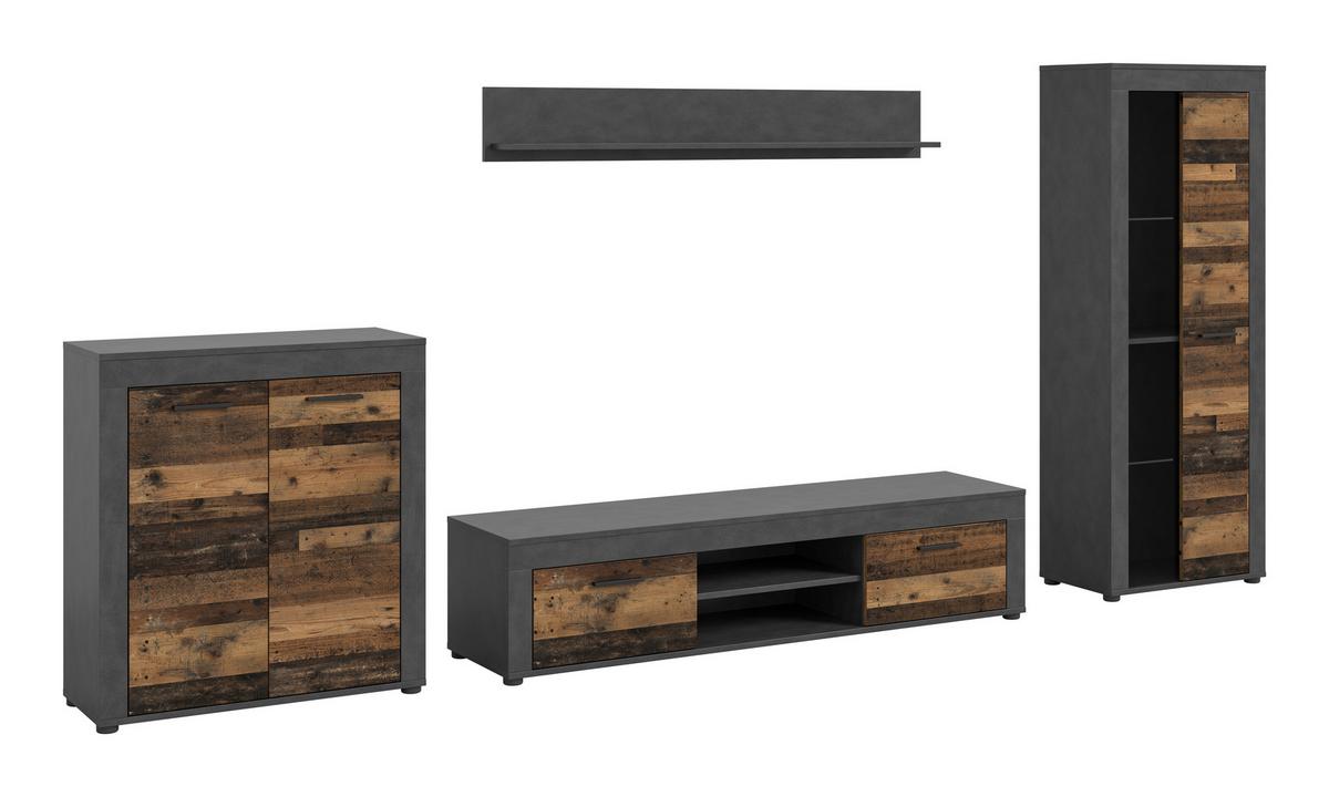 Serija Dnevnog Boravka Jam - prirodne boje/crna, Design, staklo/drvni materijal (330/159/35cm) - Modern Living