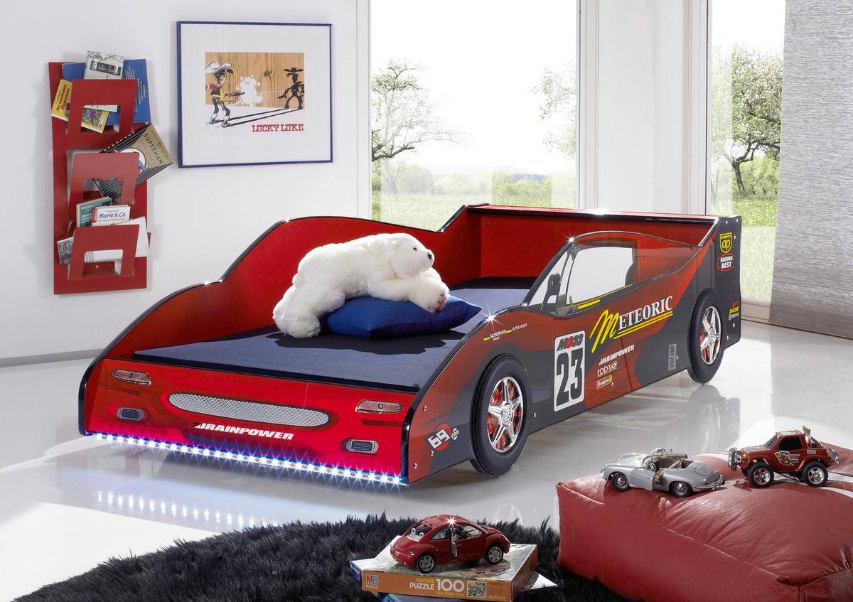 Kinder-/Juniorbett in Rot 'Meteor' - Weiss/Gelb, Basics, Holzwerkstoff (90/200cm) - MID.YOU