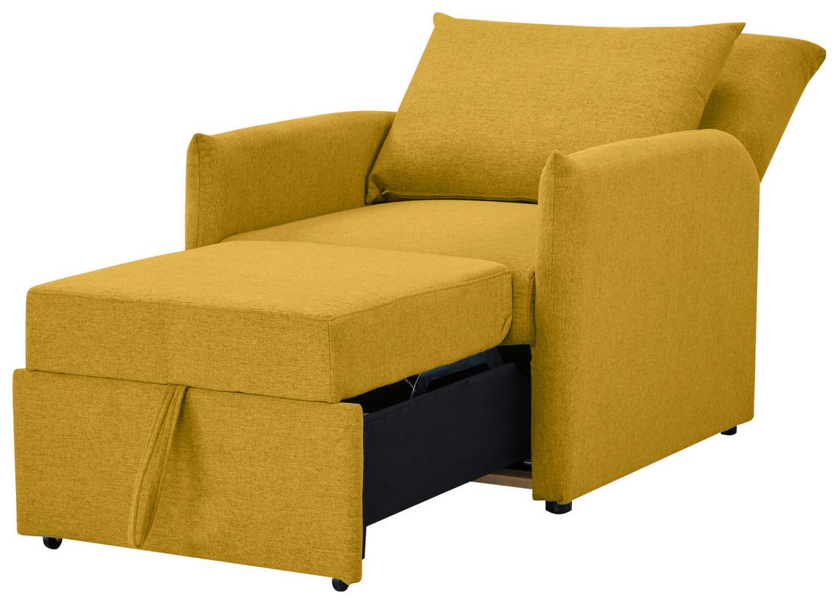 Fotelja Na Razvlačenje Celine - tamno žuta/crna, Moderno, drvo/tekstil (84/97/102cm) - Mömax